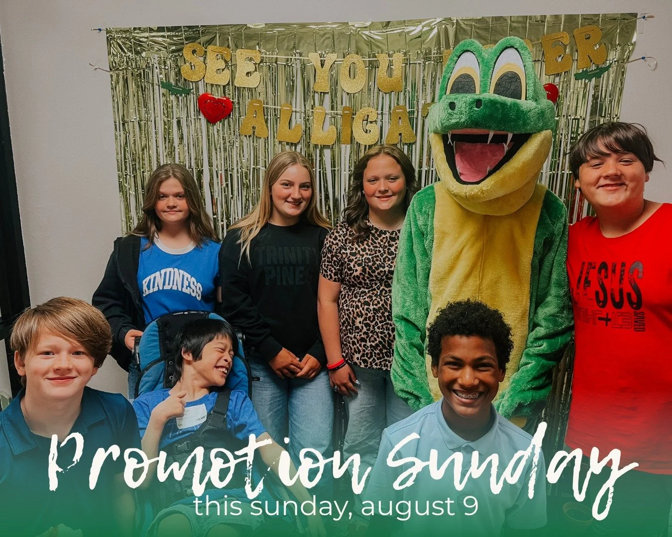 Our incoming 7th graders want to remind you that THIS SUNDAY is Promotion Sunday at The Brook!

Need help finding where your child will head next? Stop by the Welcome Center on Sunday morning!
