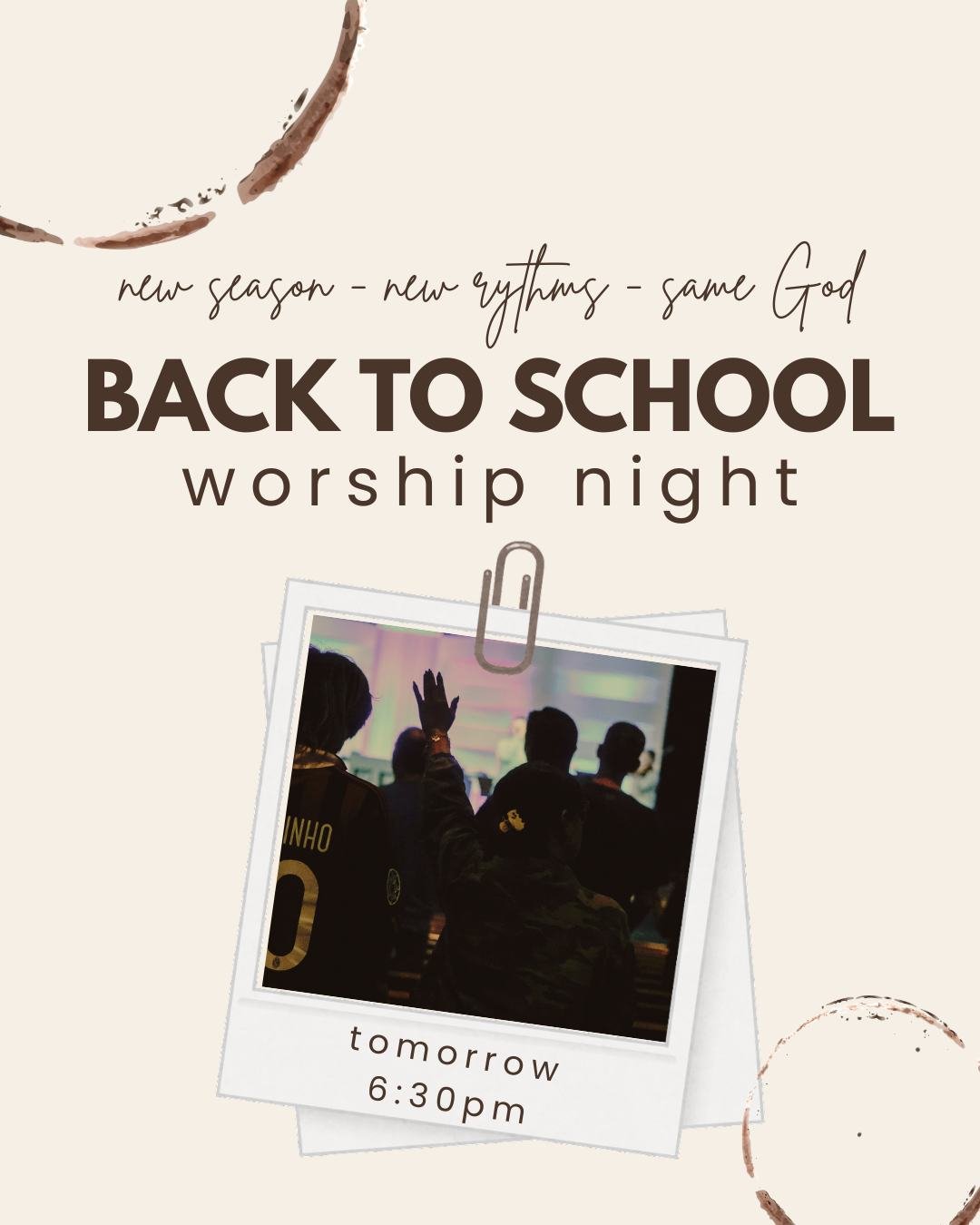 Let's gather to intentionally worship and pray over the coming school year tomorrow night at 6:30pm in the Worship Center.