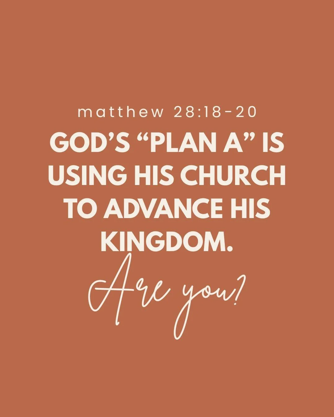 What is God's purpose for you? To advance His Kingdom. 

Are you?