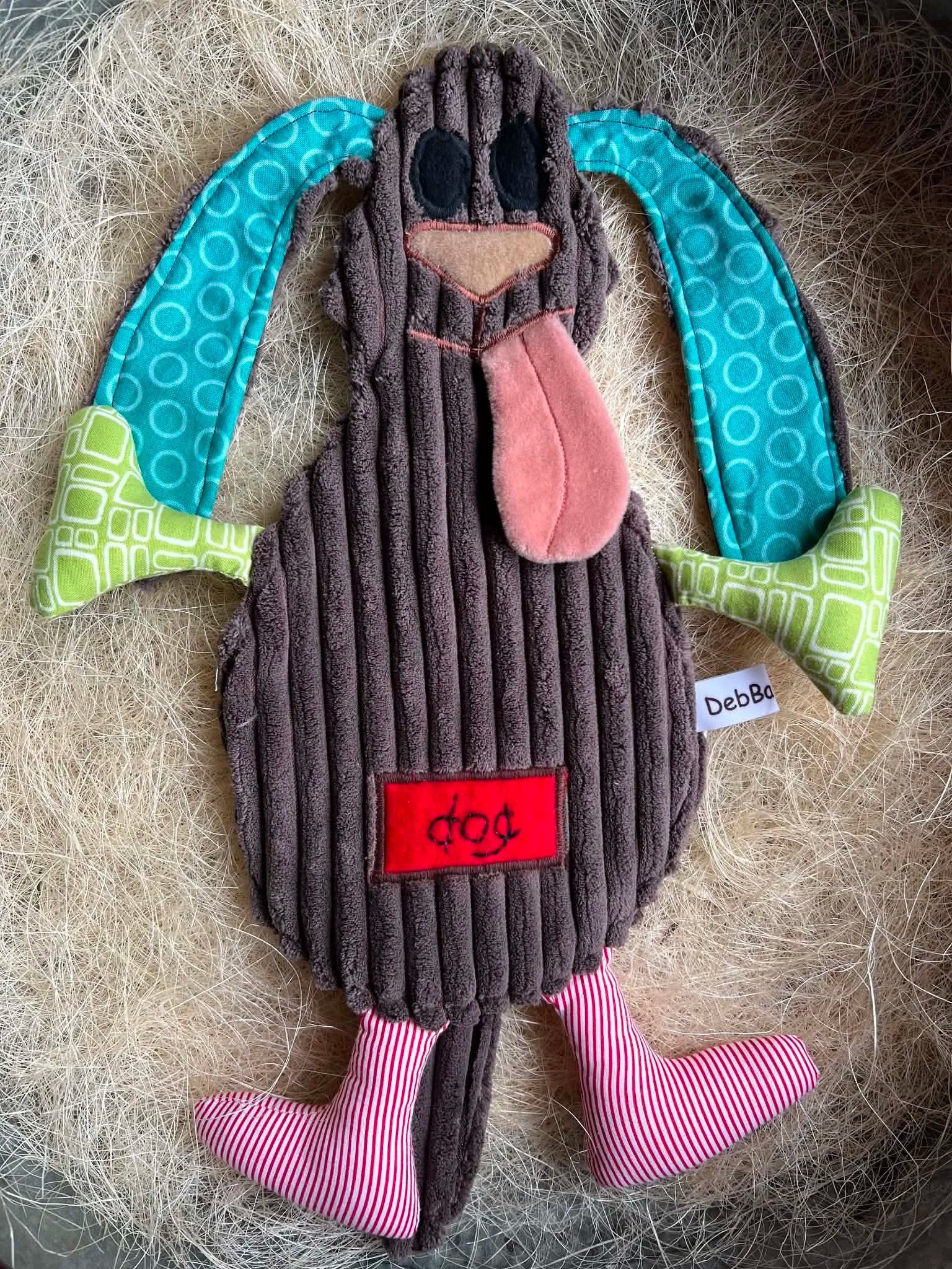 Dog Plush Flattie- Blue with Circles