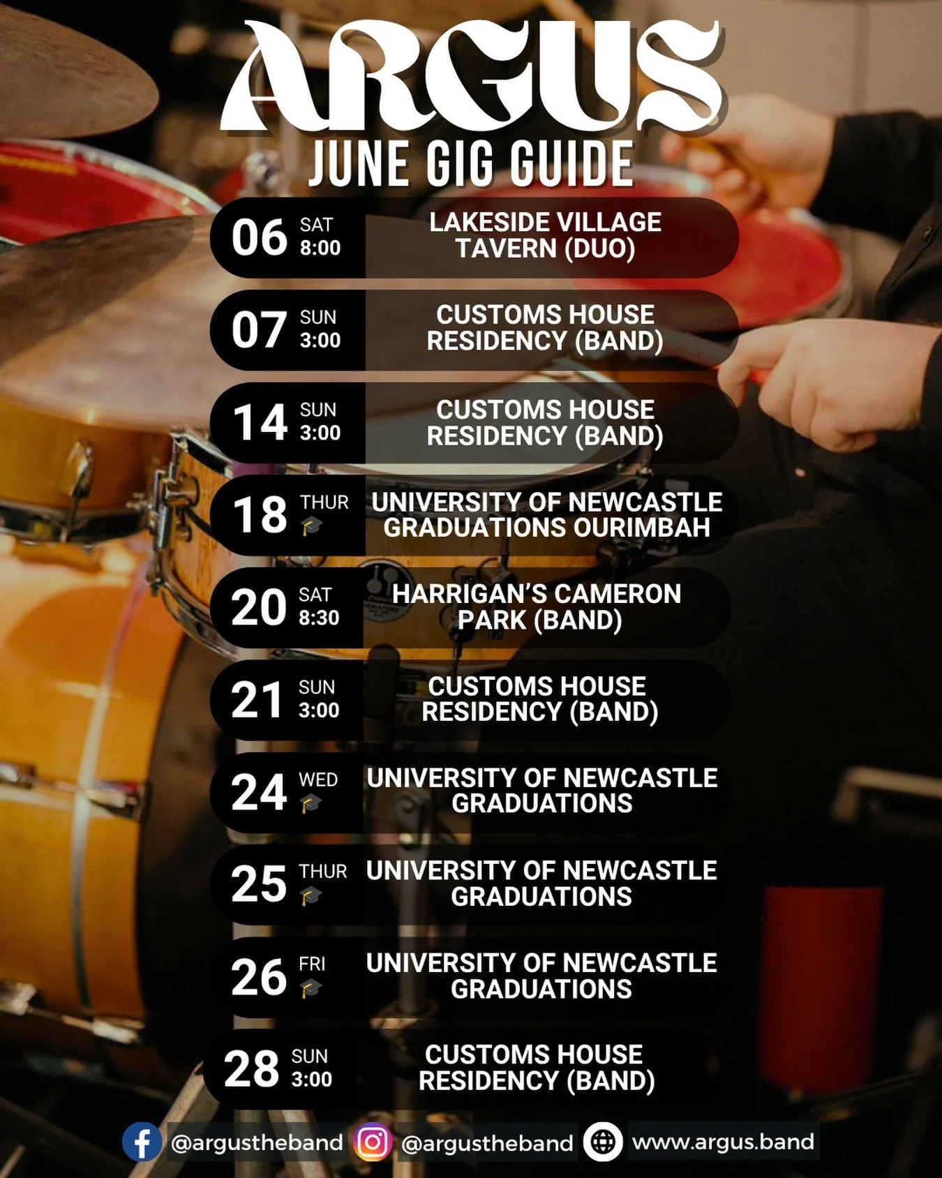 JUNE GIG GUIDE!
We&rsquo;re super excited to be at @customshousehotel every Sunday this month. 

📸 - @samreid.studio