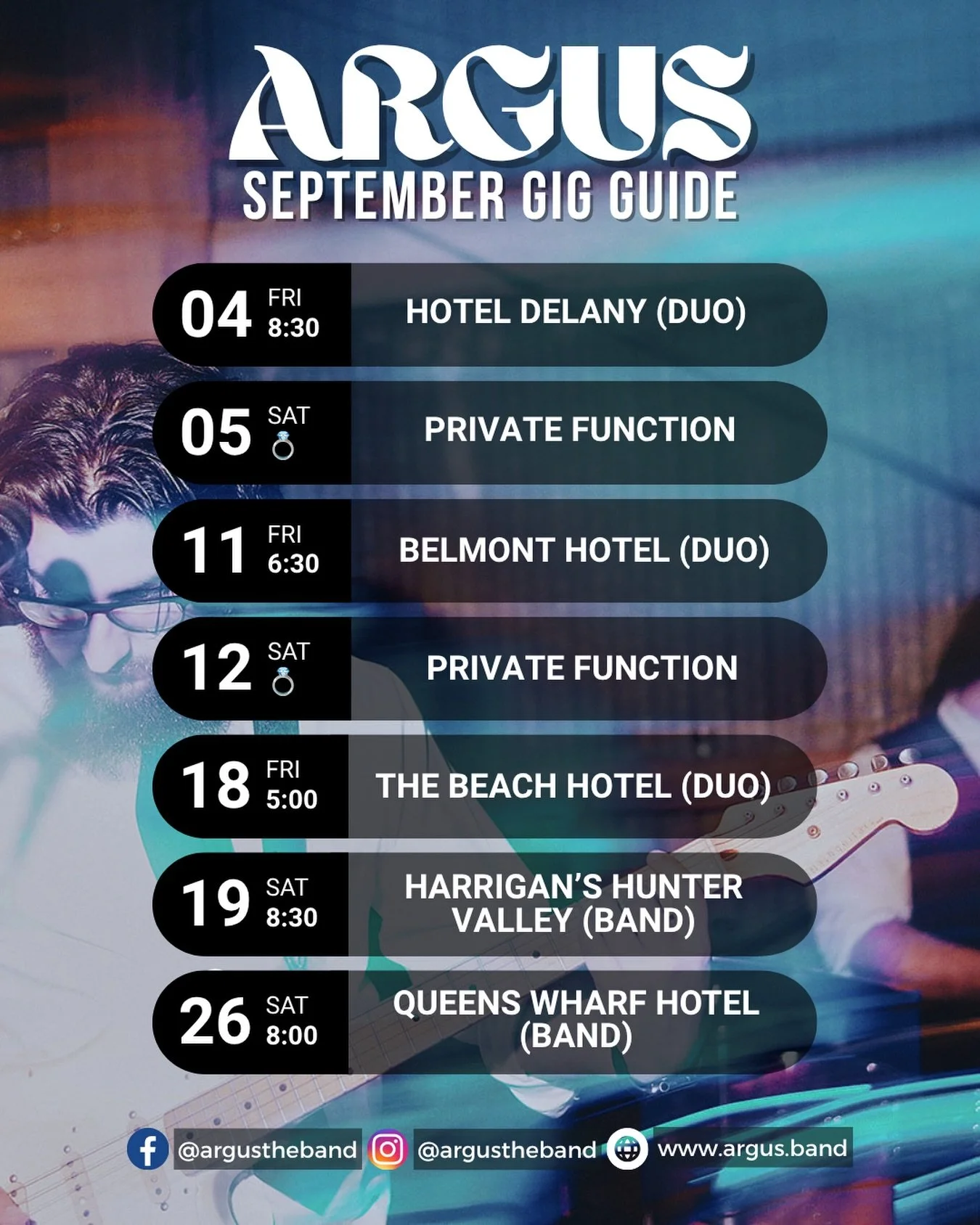 SEPTEMBER GIG GUIDE! 🪩

📸 - @ludopetrikphotography