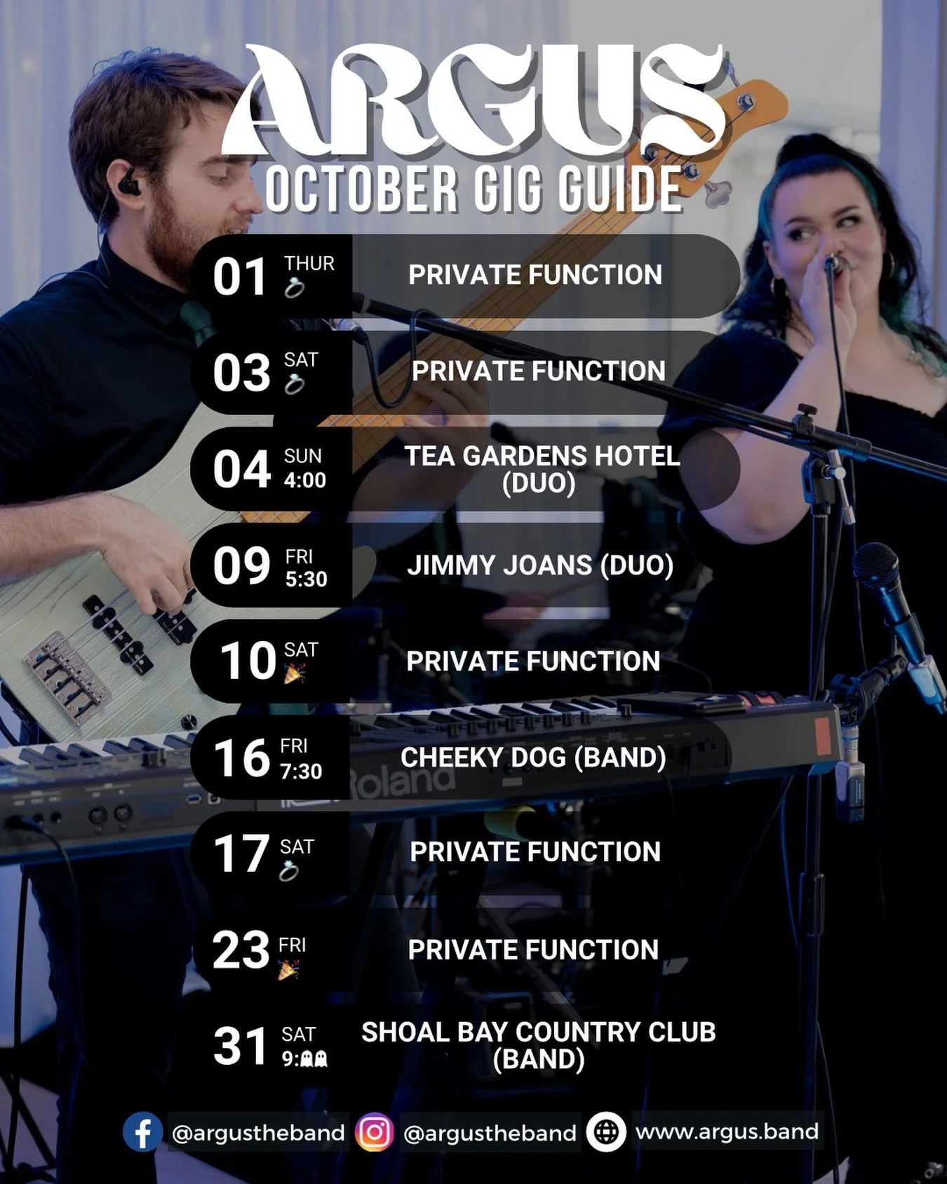 OCTOBER GIG GUIDE! 
📸 - @whimsyandwonder.au 
📓 - @toneroom_ent