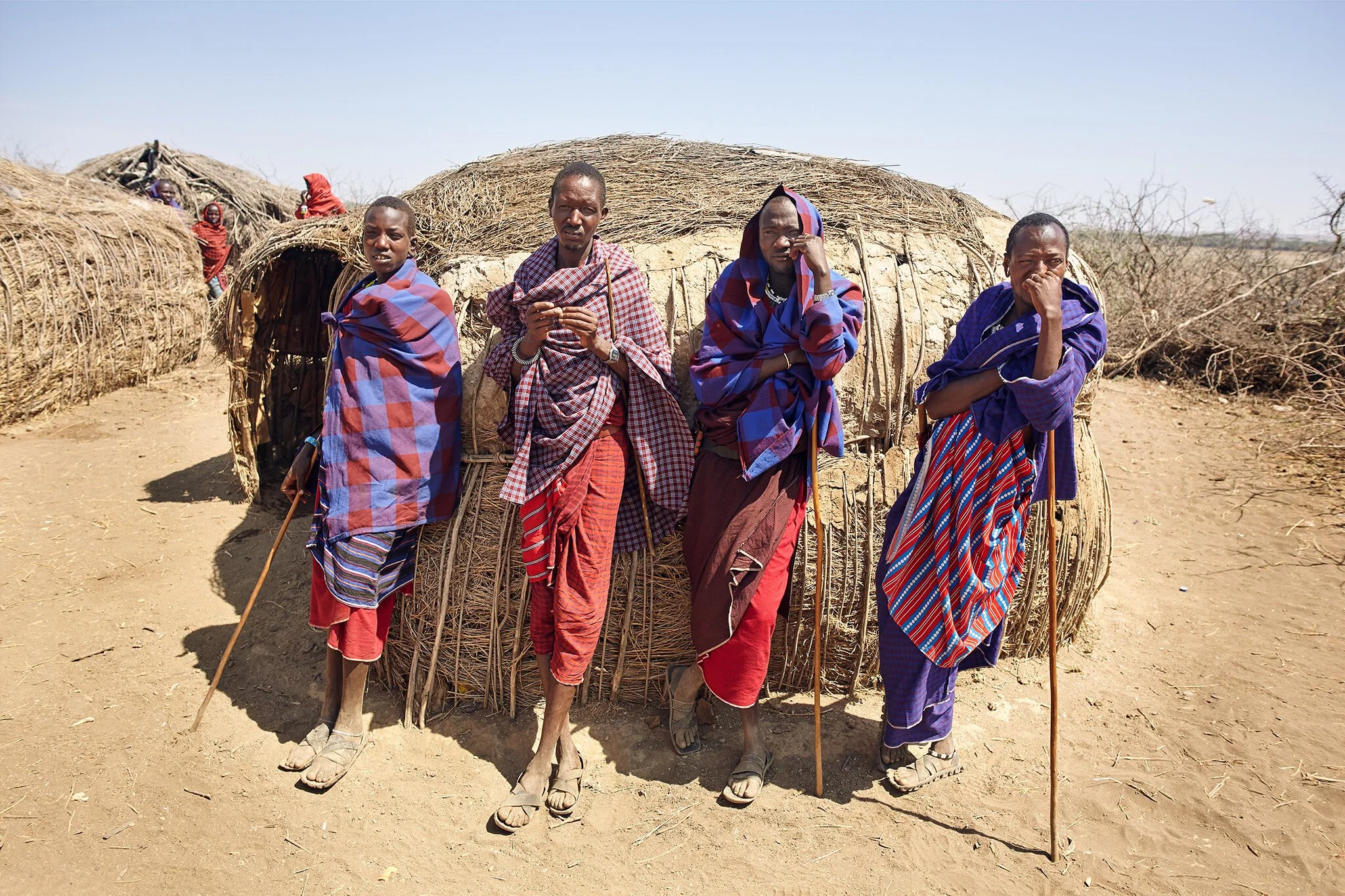 Maasai worriors in their village, Africa