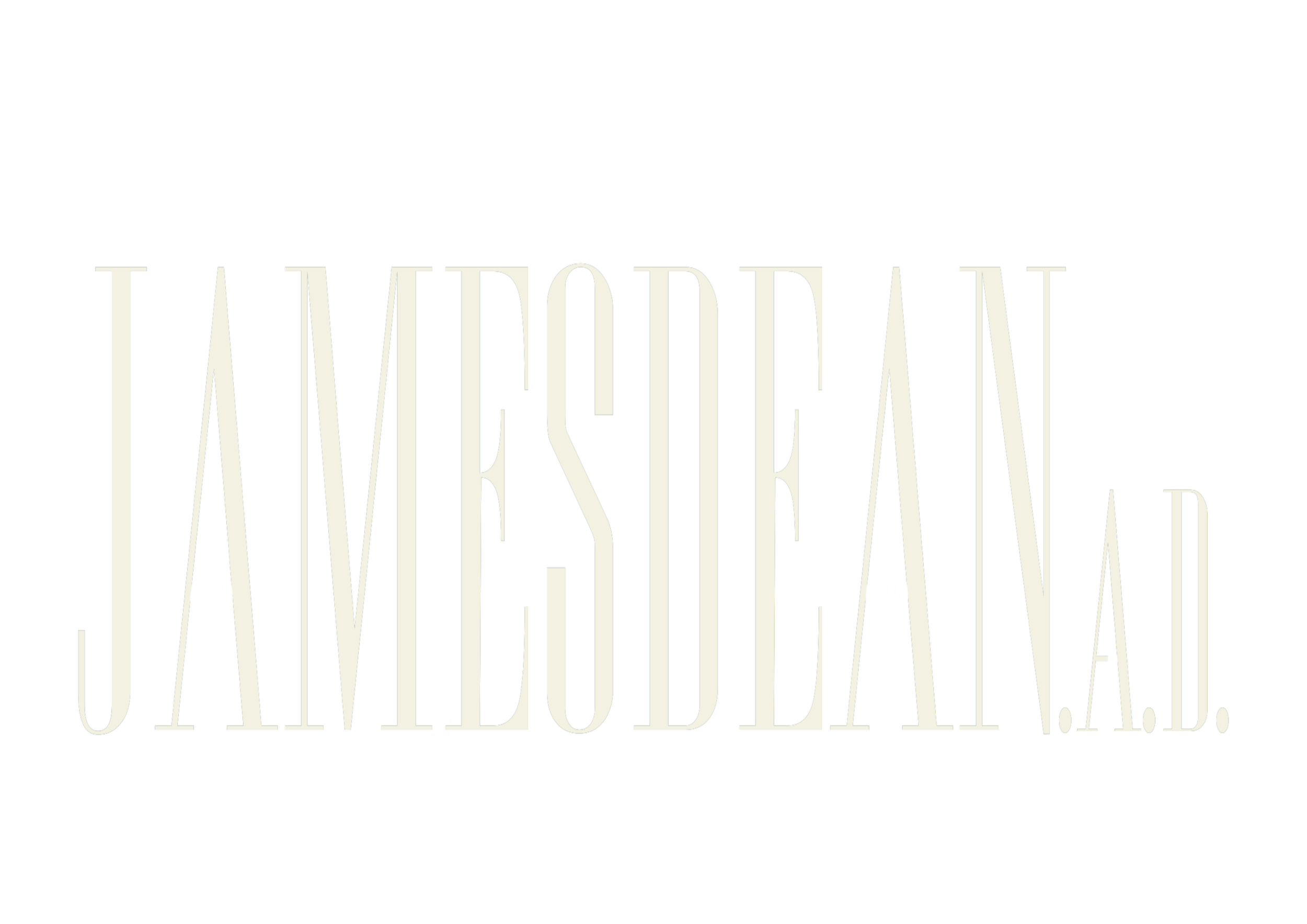 Dark background with large white text displaying 'JAMESDEAN.AD' in a stylized, elongated font.