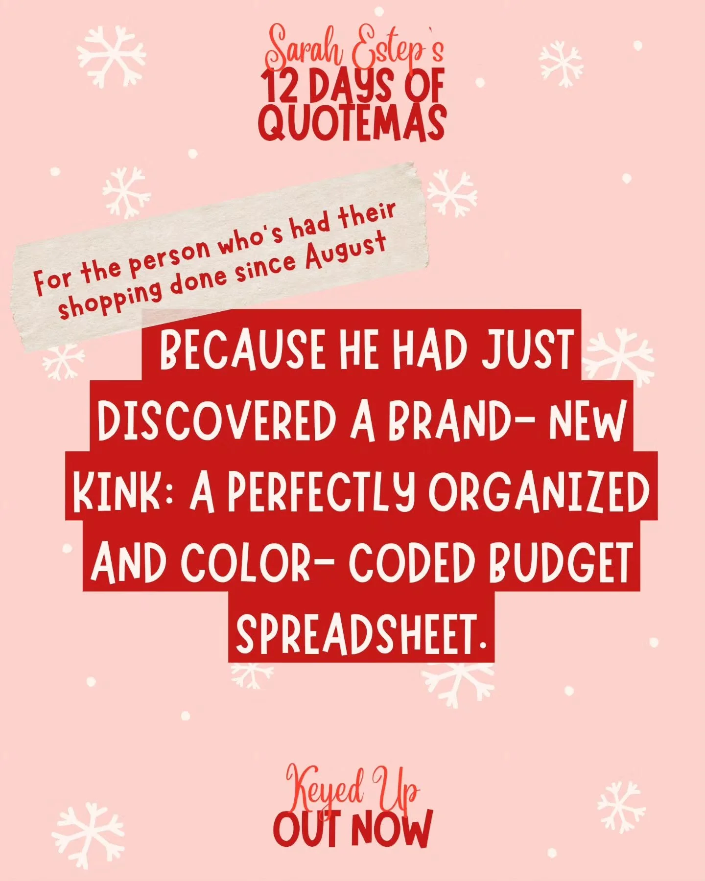 On the seventh day of Quote-mas my true love gave to me....

Some Type A foreeeeeplaaay
📊💼☕️🧮

Graham and Eloise are a match made in "I wouldn't know how to take a break if it bit me on the butt." 

Fun fact: this section won me a comedy