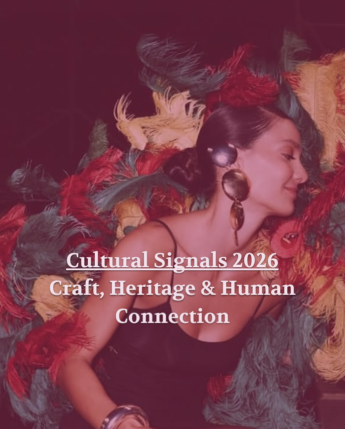 Cover image for Cultural Signals 2026 by Marieke Neleman, creative strategist and cultural curator, exploring craft, heritage and human connection as key cultural movements for brands.