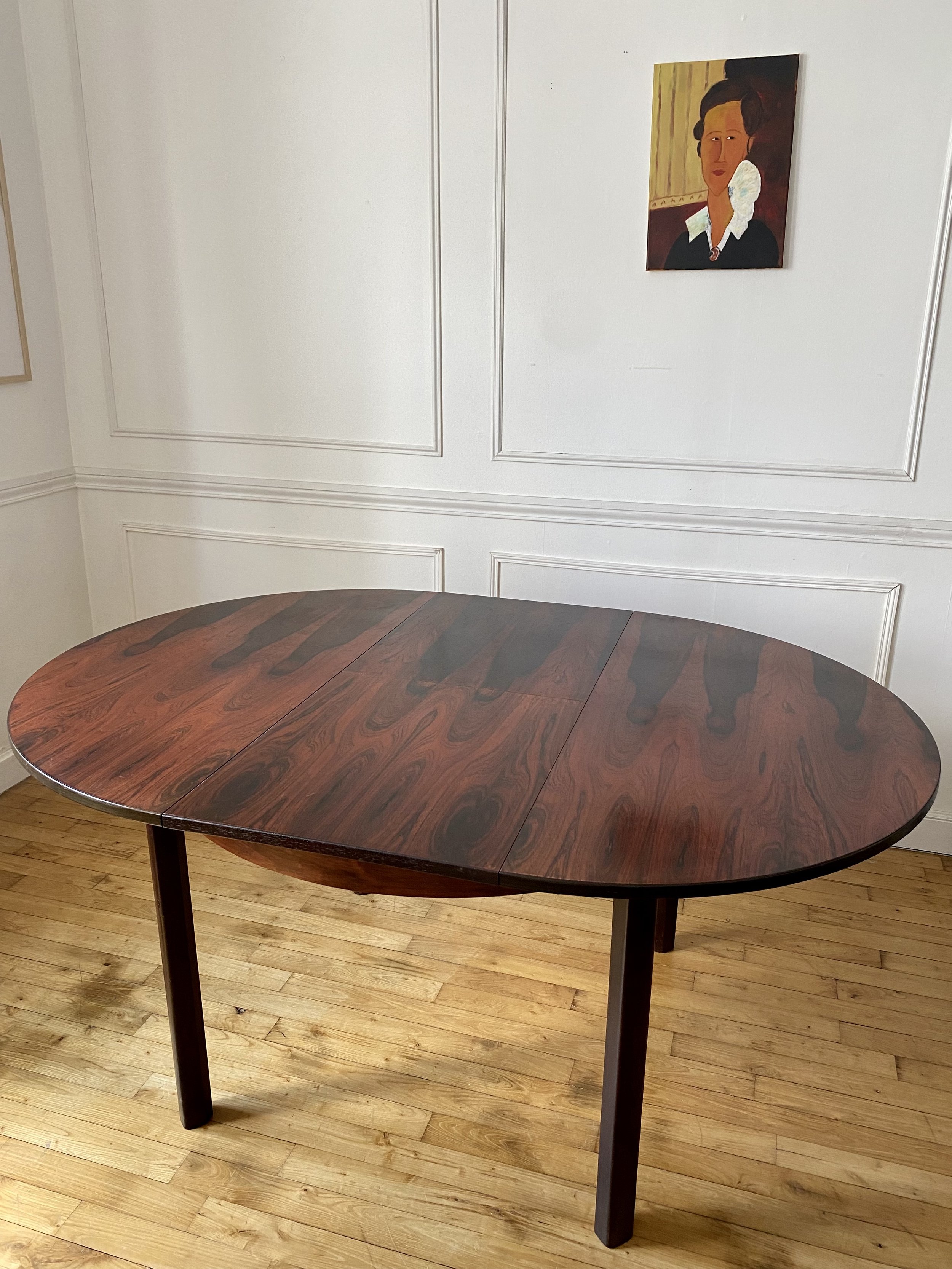 Table à manger scandinave en palissandre de Rio années 60