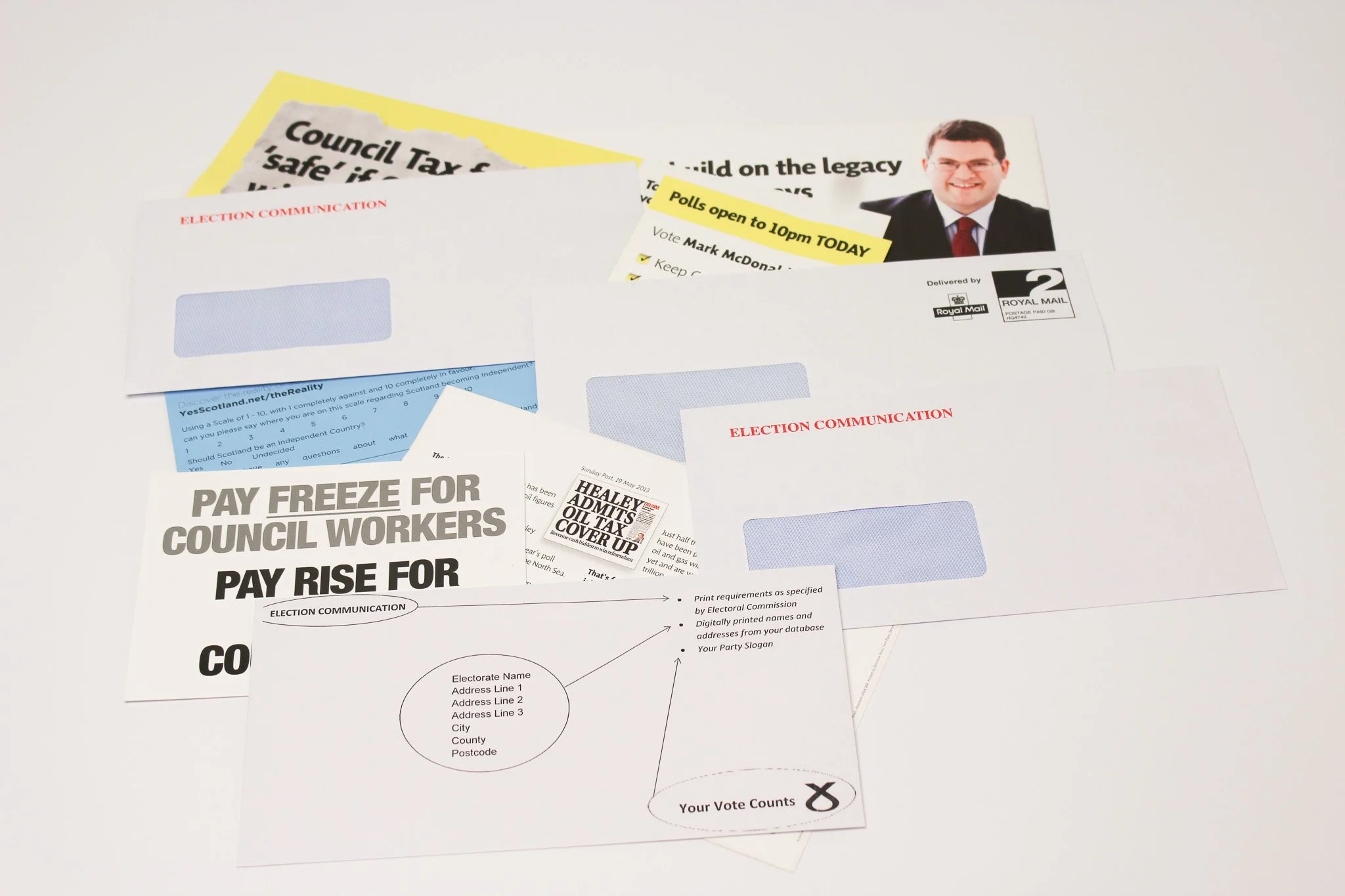 Various political election mailing materials