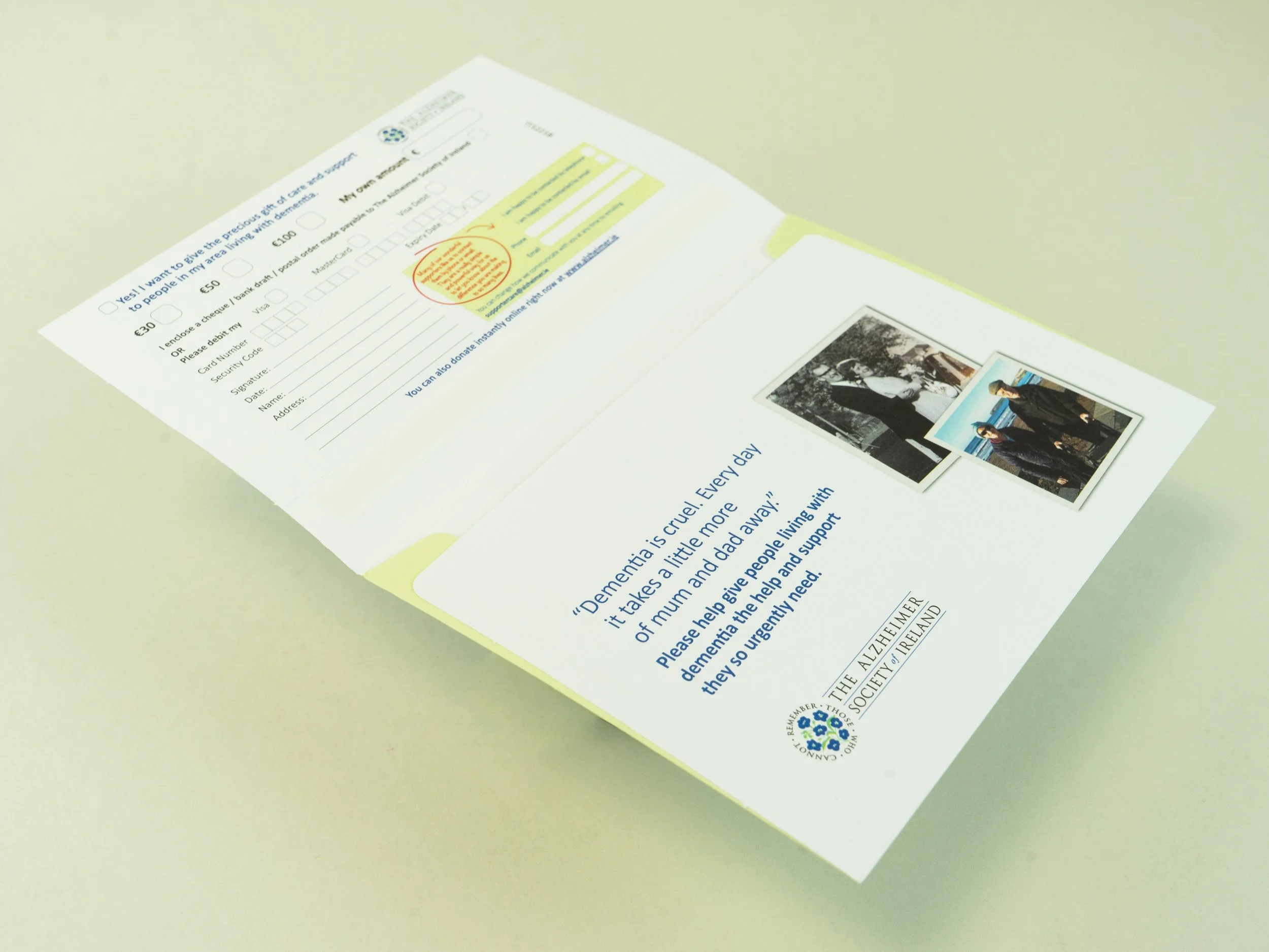 Gift aid donation envelope with bang flap