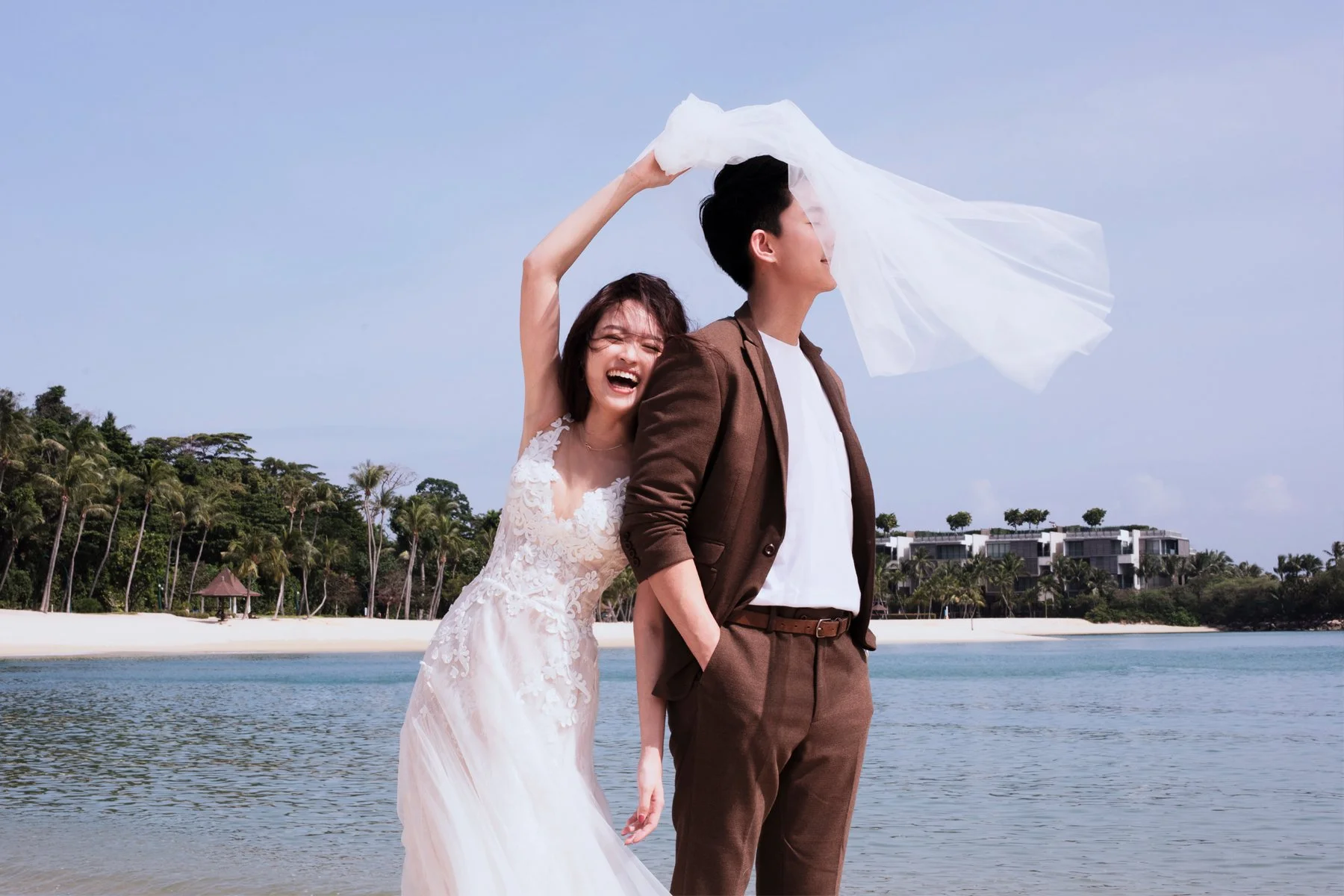 Natural and authentic pre-wedding photography on Singapore beach by The Unique Stories and Z Wedding