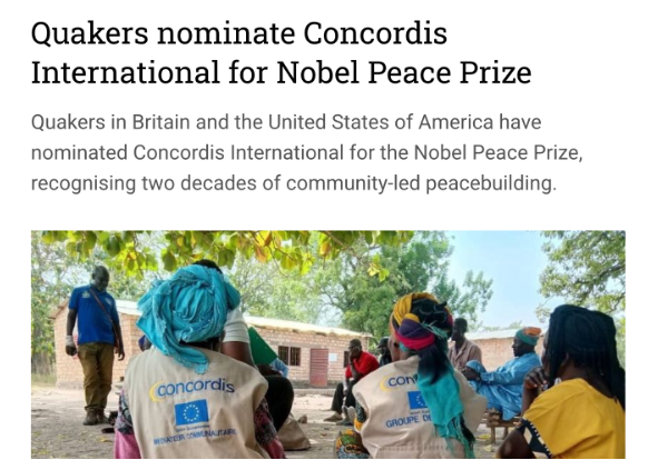 Quakers nominate Concordis International for Nobel Peace Prize