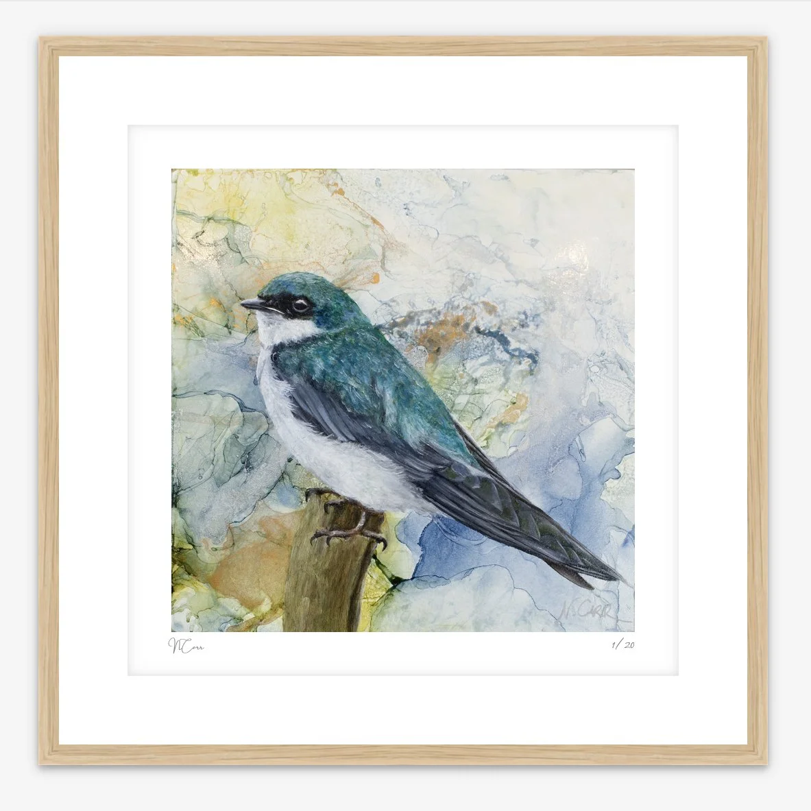 MOMENT OF PAUSE framed print from original oil and alcohol inks painting by artist Nikki Carr Oak.jpg