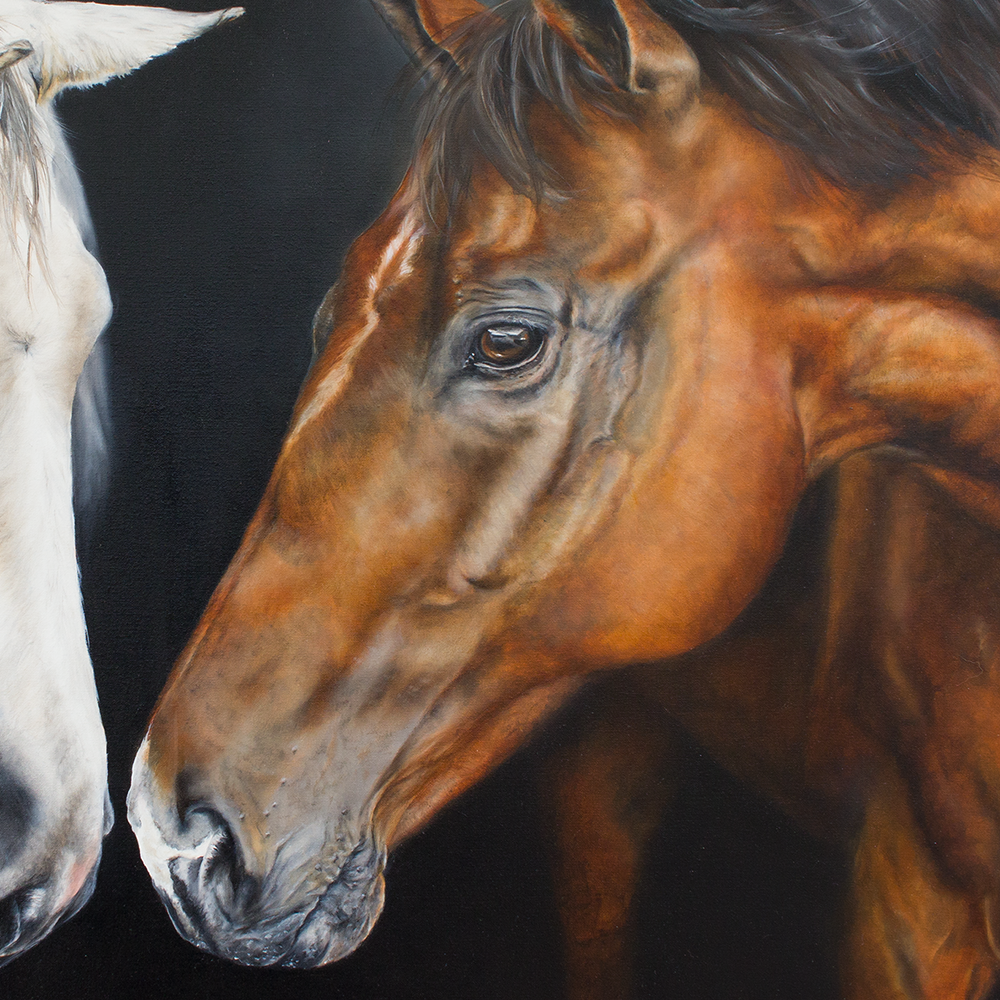 TWO'S COMPANY close up 2 of horse painting by artist Nikki Carr.jpg