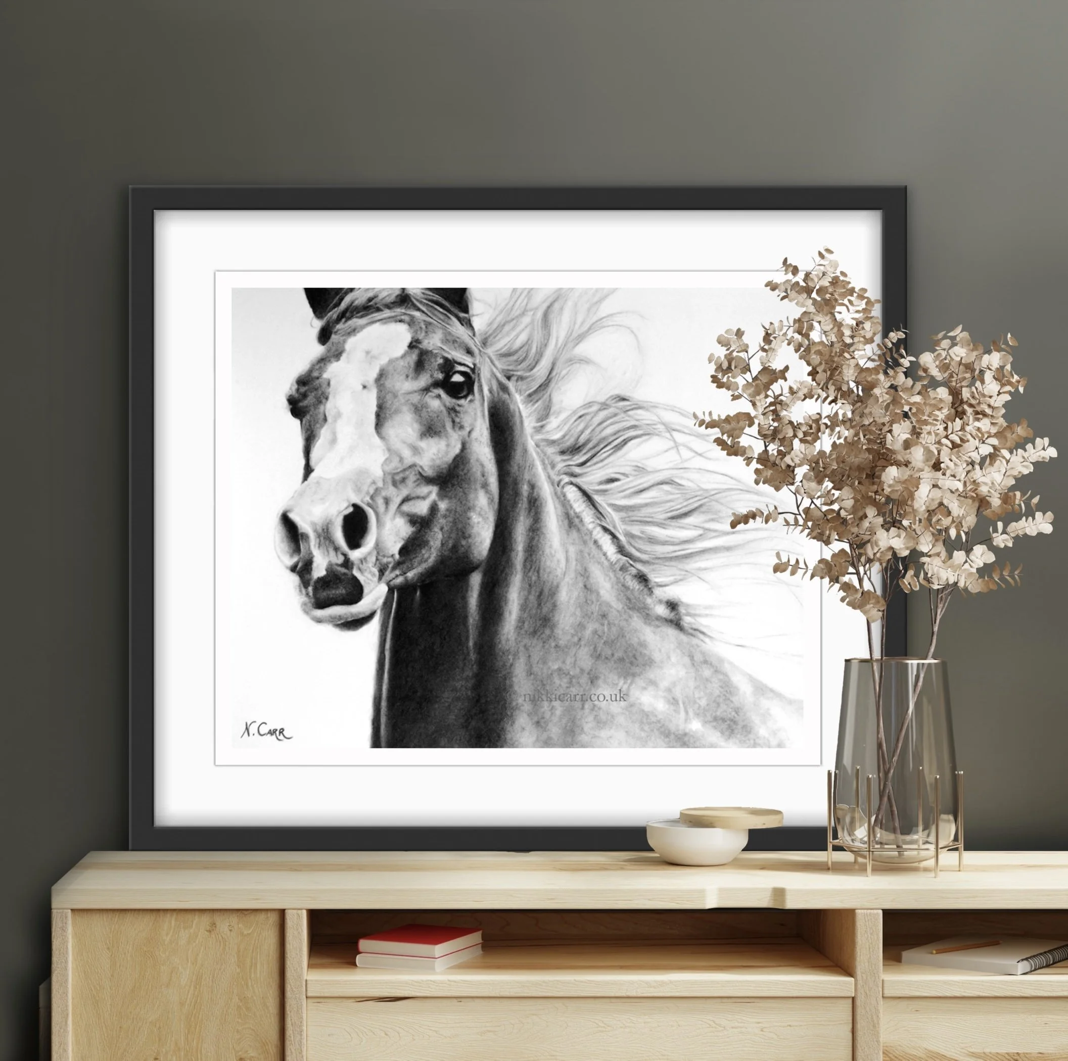 Defiance- PRINT FROM charcoal drawing by artist Nikki Carr in-situ 1.jpg