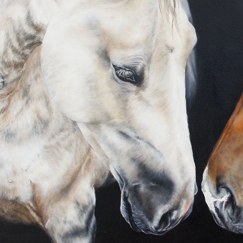 TWO'S COMPANY close up 1 of horse painting by artist Nikki Carr.jpg