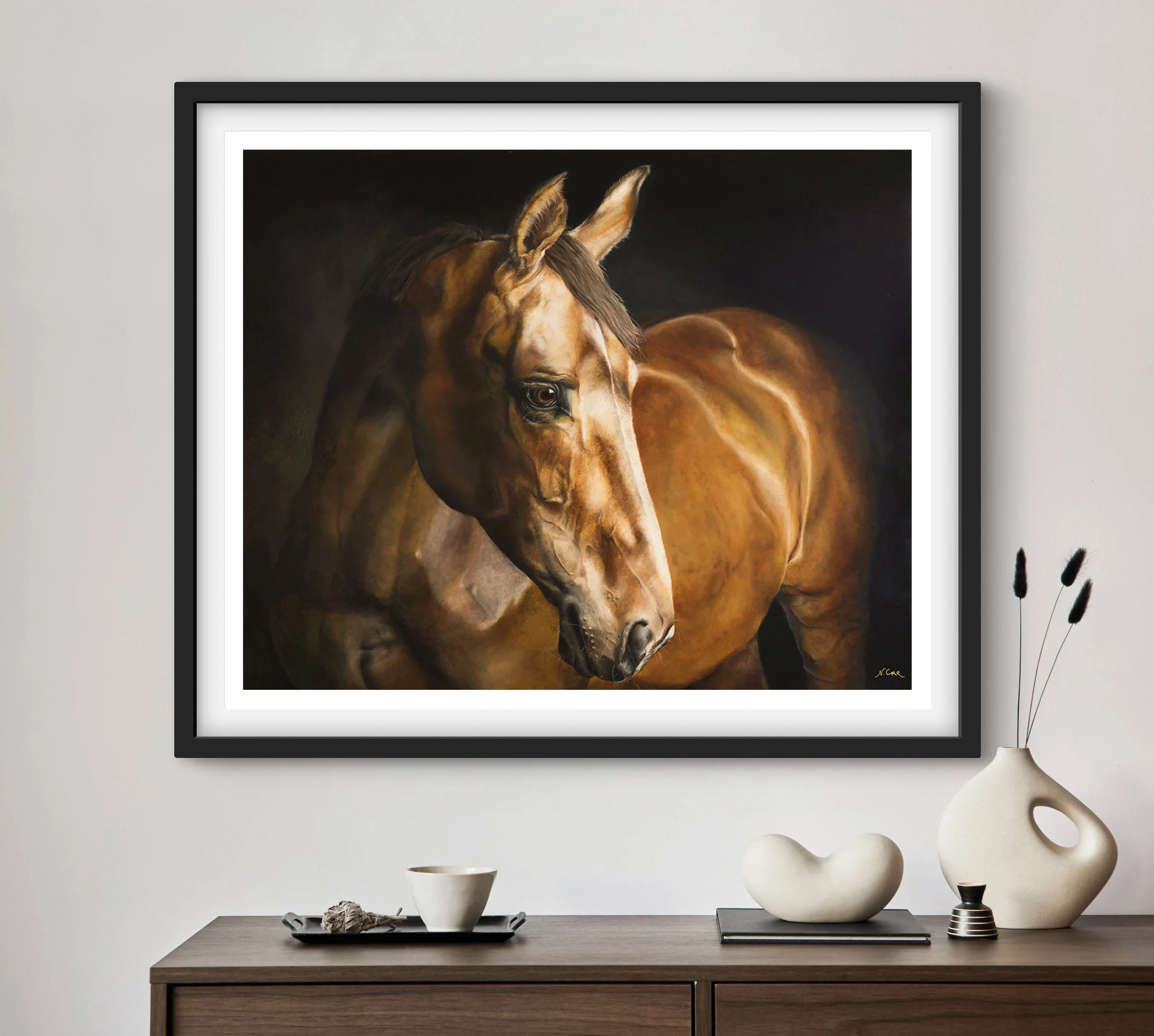 TIKOB - PRINT FROM equine painting by artist Nikki Carr - insitu 3a.jpg