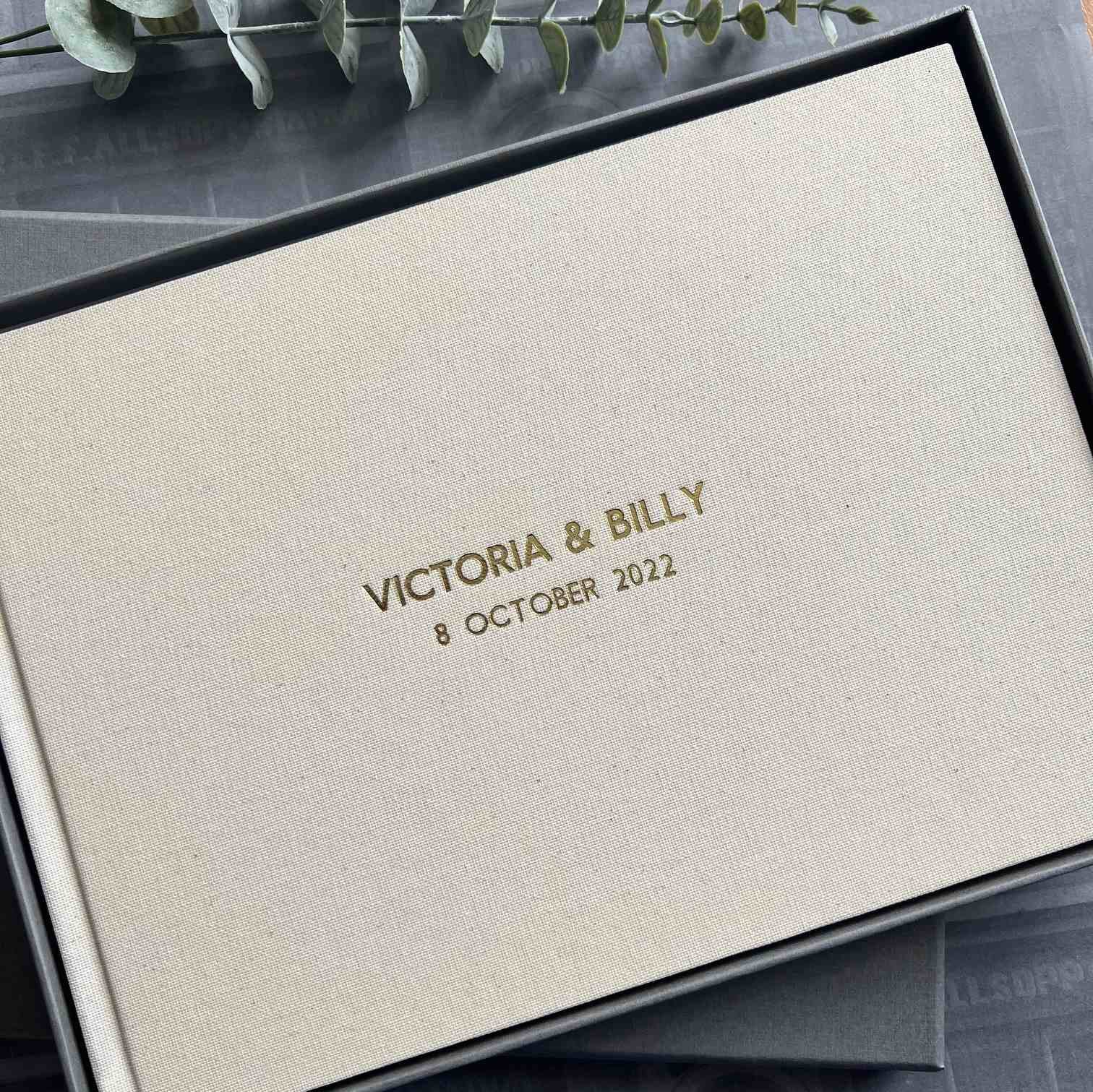 Handmade Luxury Ivory Linen Wedding Guest Book