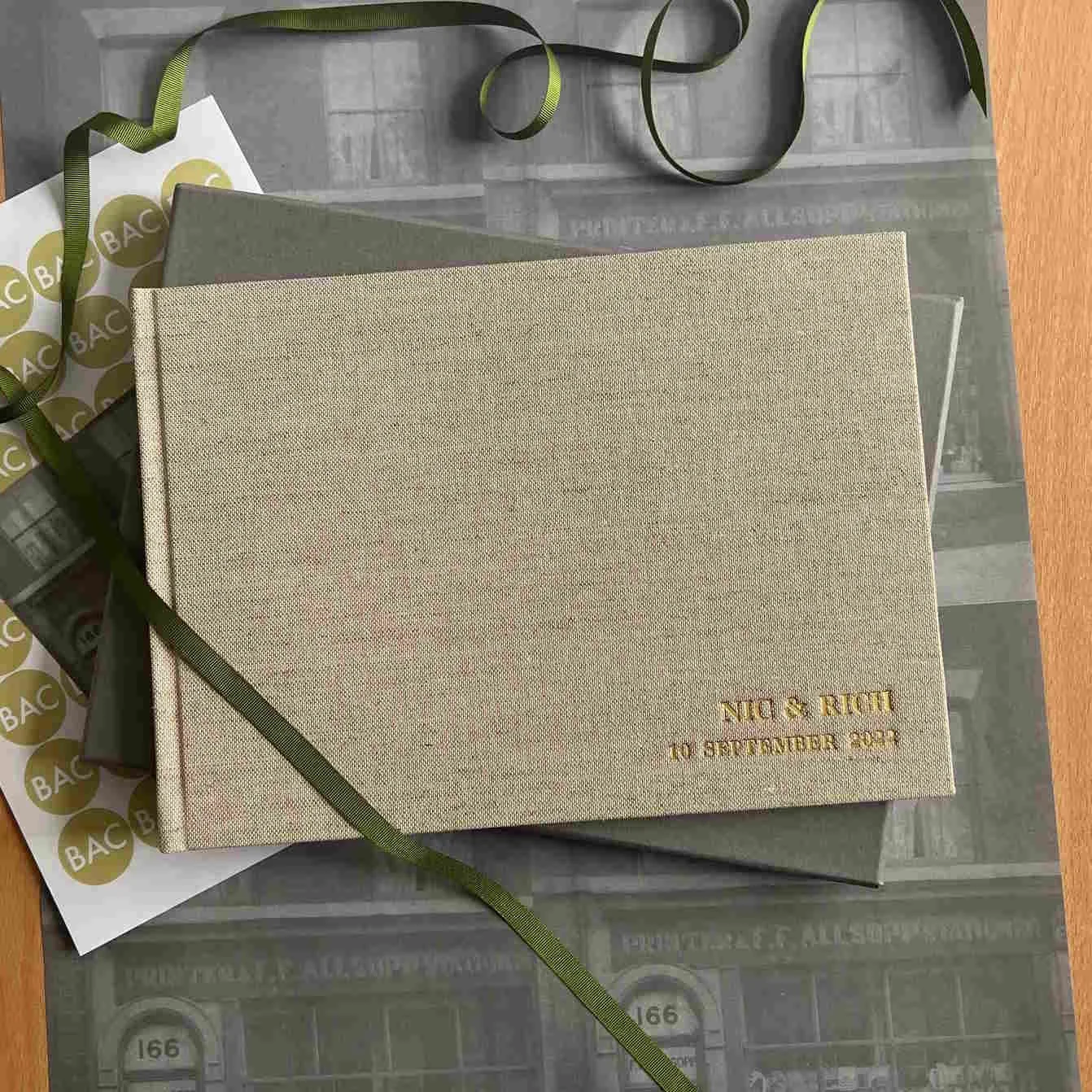 Natural Oatmeal Linen Wedding Guest Book