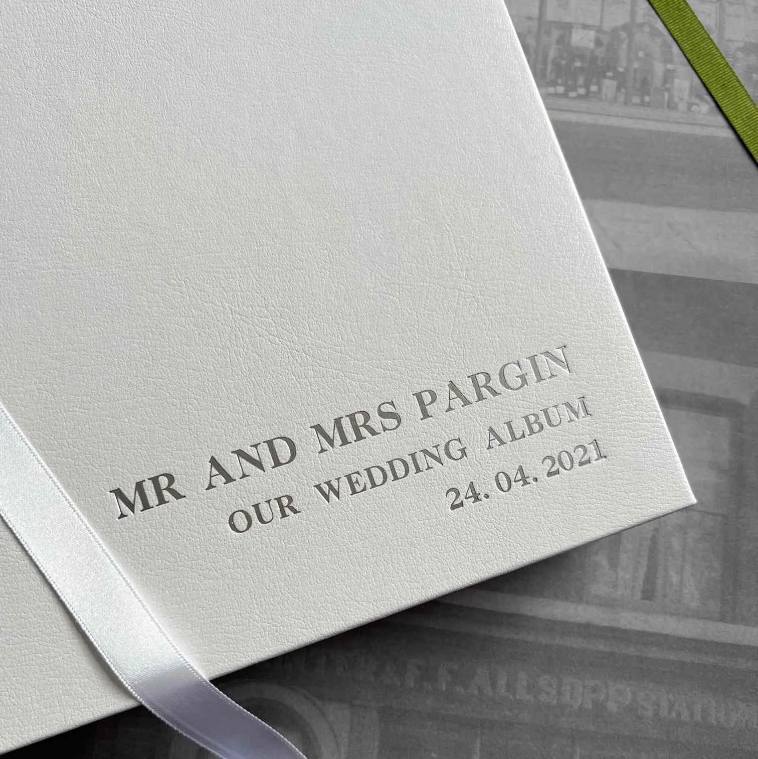 Classic White Leather Wedding Photo Album