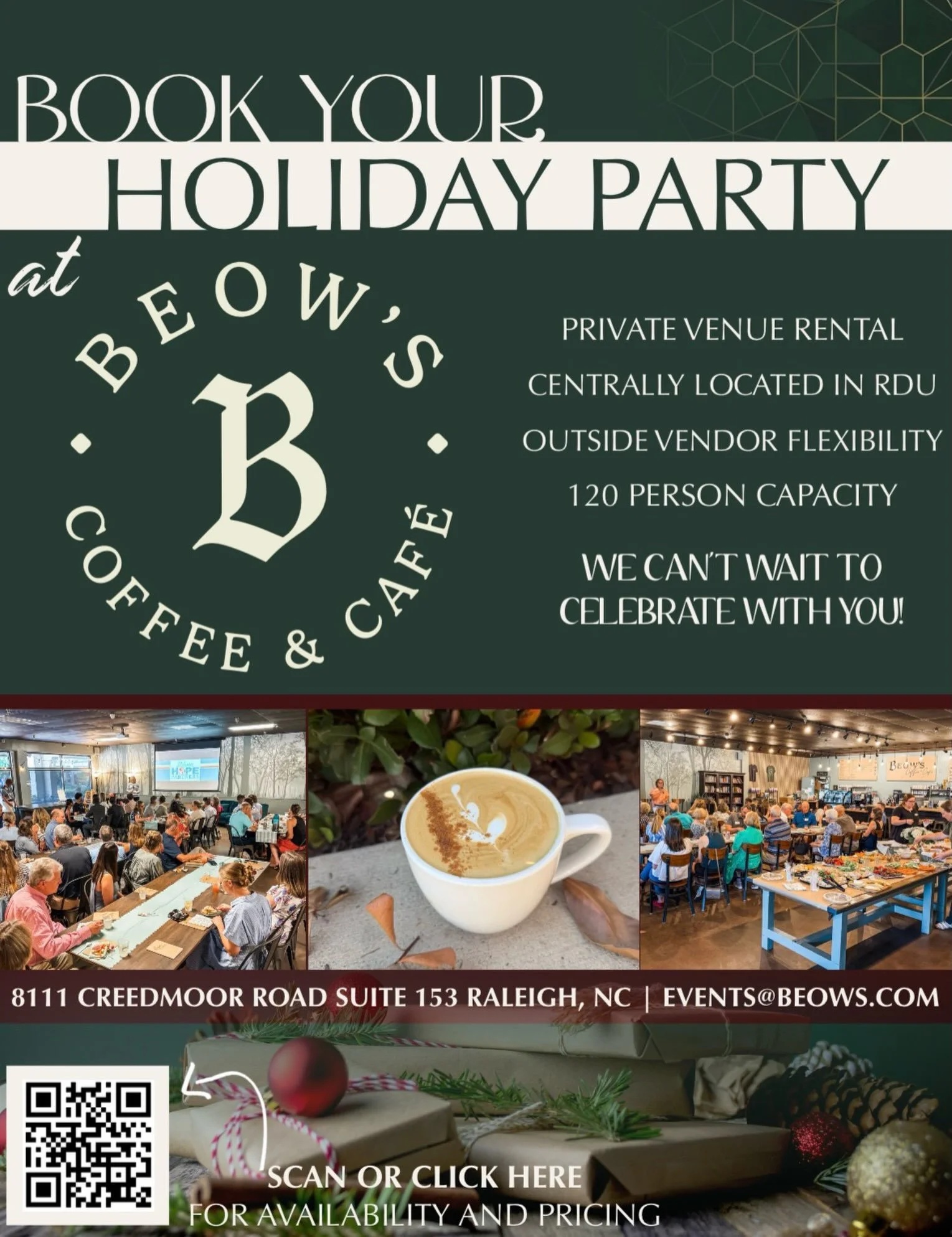 Your celebration deserves more than a conference room! 

Beow&rsquo;s is now booking private events! Bring your team, your family, or your favorite people together in a warm, welcoming space with room for up to 120 guests.

✨ Private venue rental 📍 