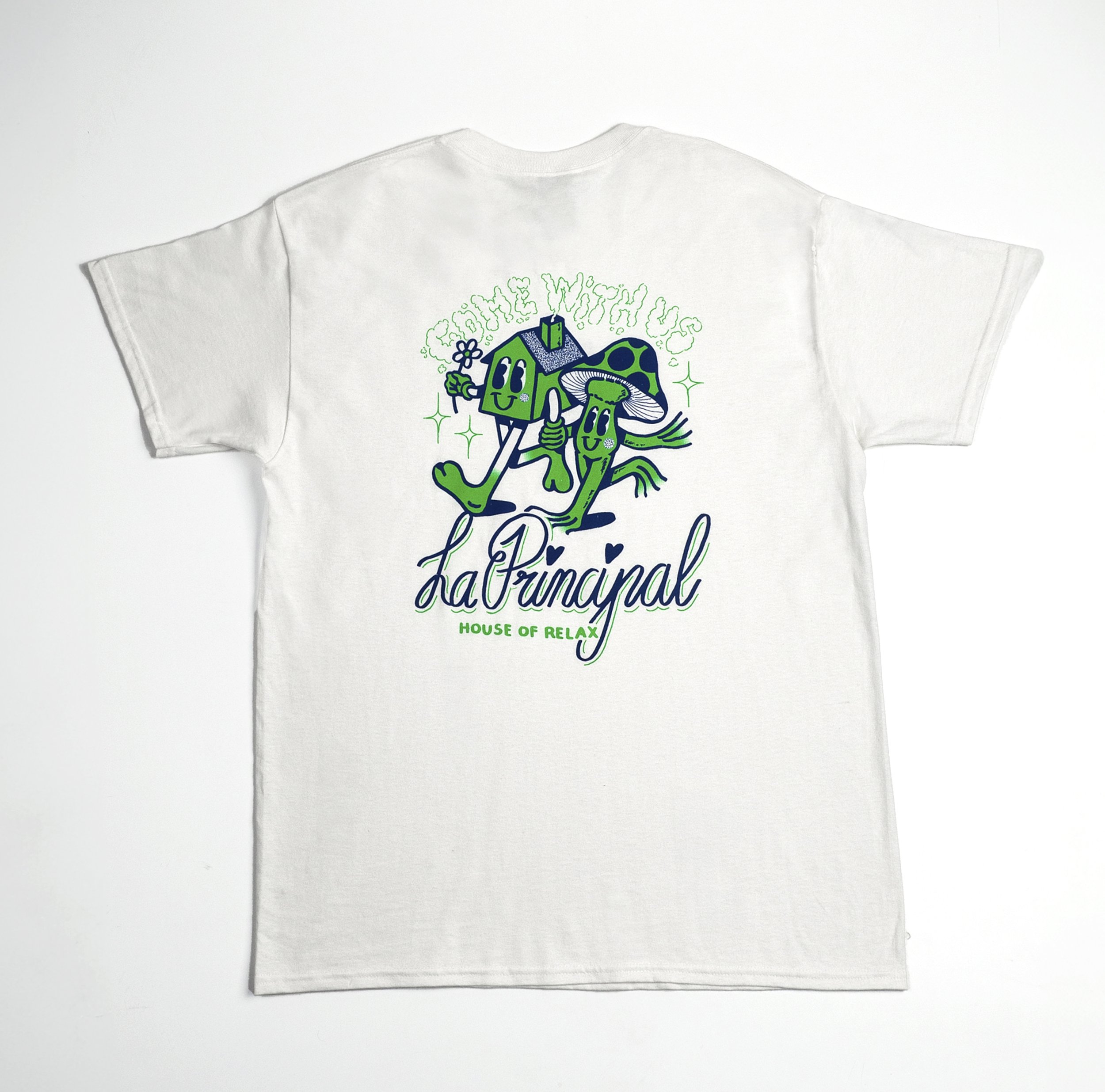 Camiseta con diseño de casa y seta, inspirada en la naturaleza, perfecta para un look casual y auténtico