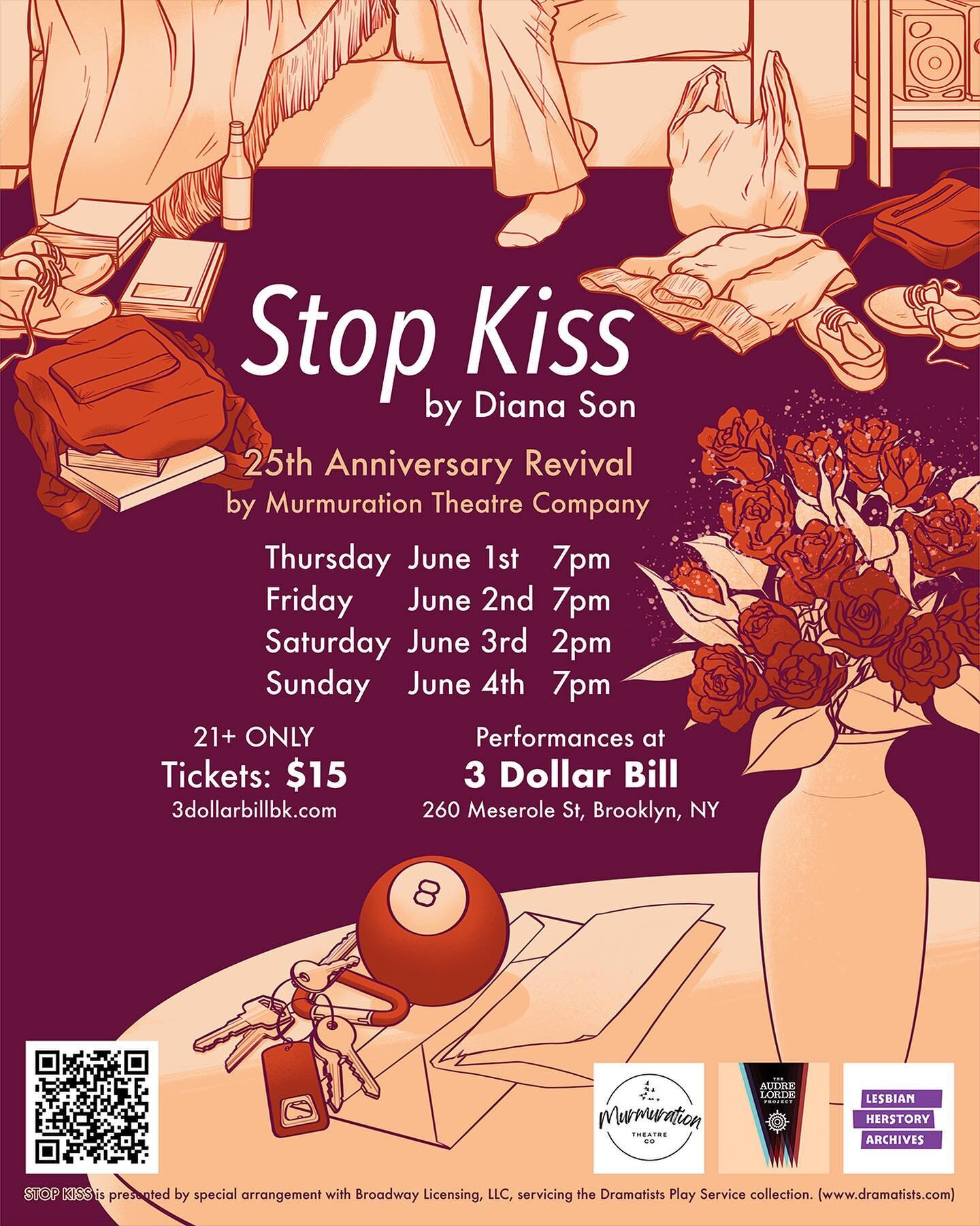 🏳️&zwj;🌈🎟TIX IN BIO🎟🏳️&zwj;🌈
Starting off #pridemonth with a 25th Anniversary Production of Diana Son&rsquo;s iconic queer play STOP KISS from @murmurationtheatreco at @3dollarbillbk 
.
.
.
.
.
.
.
.
.
.
.
.
.
.
.
.
#lgbt #lgbtq #pride #theatre