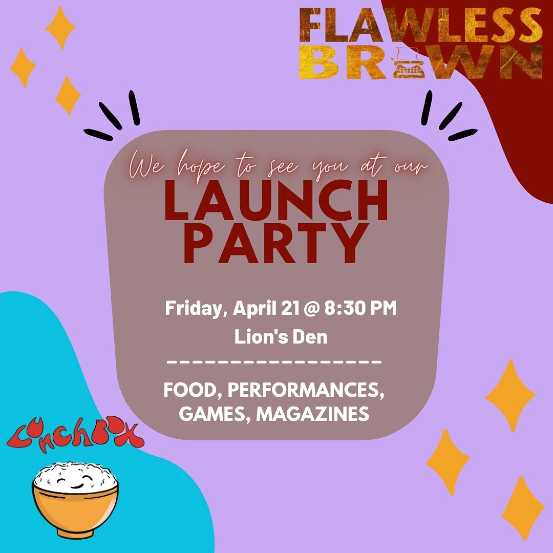 Mark your calendars! 🗓️ Flawless Brown &amp; Lunchbox&rsquo;s launch party is happening this Friday, April 21, 2023 at 8:30pm in the Lion&rsquo;s Den! Come and join us! 💚😊