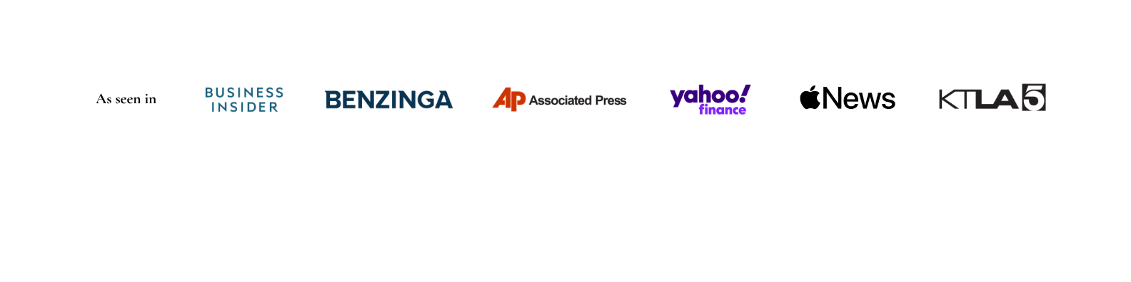 As seen in Business Insider, Benzinga, Associated Press, Yahoo! Finance, Apple News, KTLA