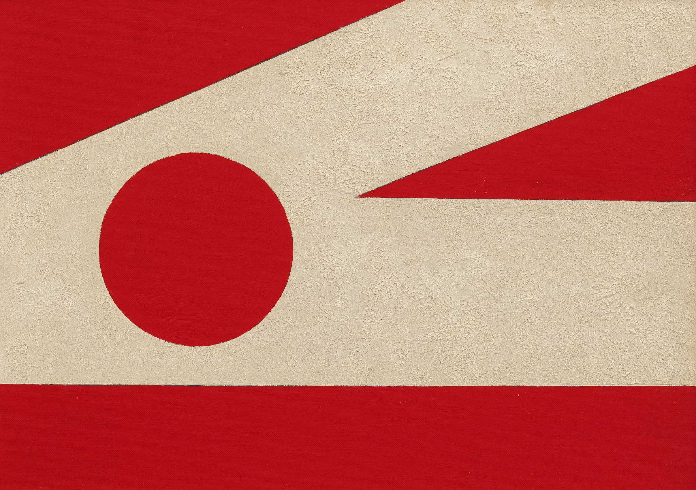   White on Red , 1969  16 x 20 inches  framed: 21 3/8 x 25 3/8 inches  oil on canvasboard  signed and dated verso    Inquire  