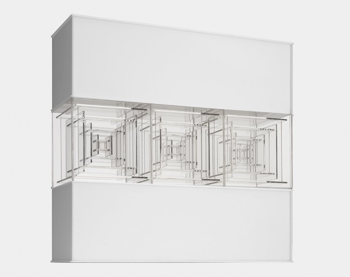  Construction No. 156 , 1968 17 7/8 x 18 5/8 x 6 inches white and clear Plexiglas construction signed and numbered on bottom 