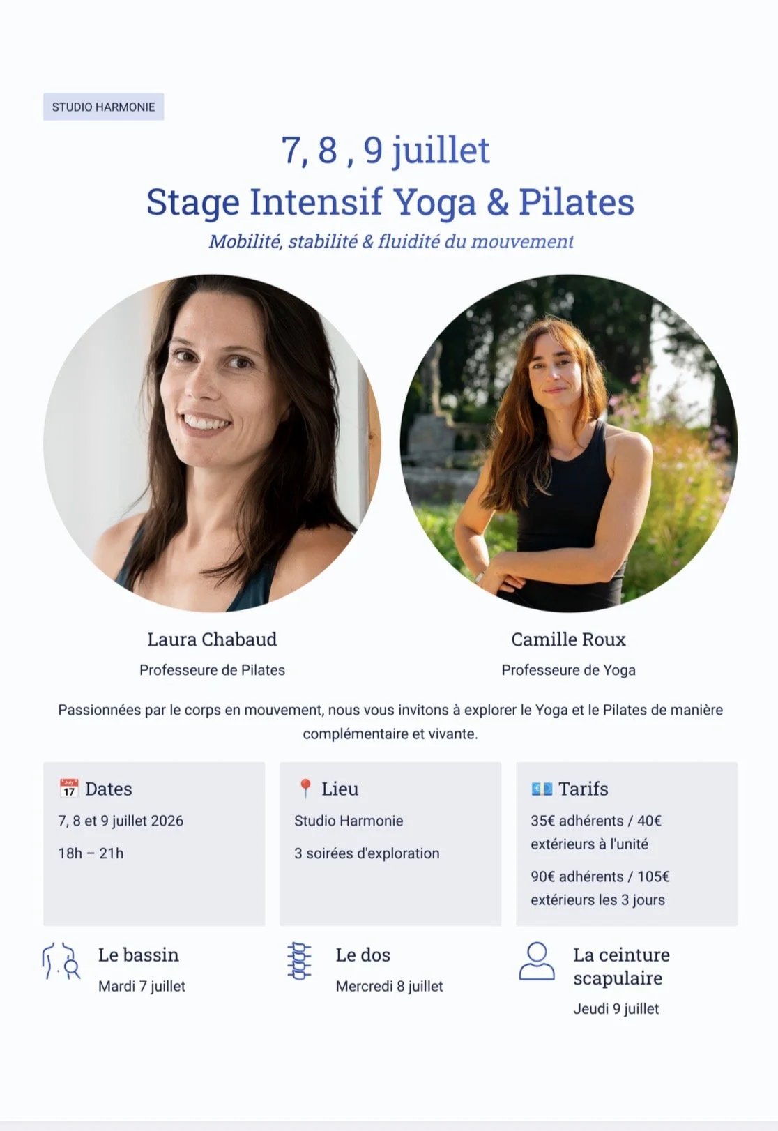 Stage intensif Yoga & Pilates 