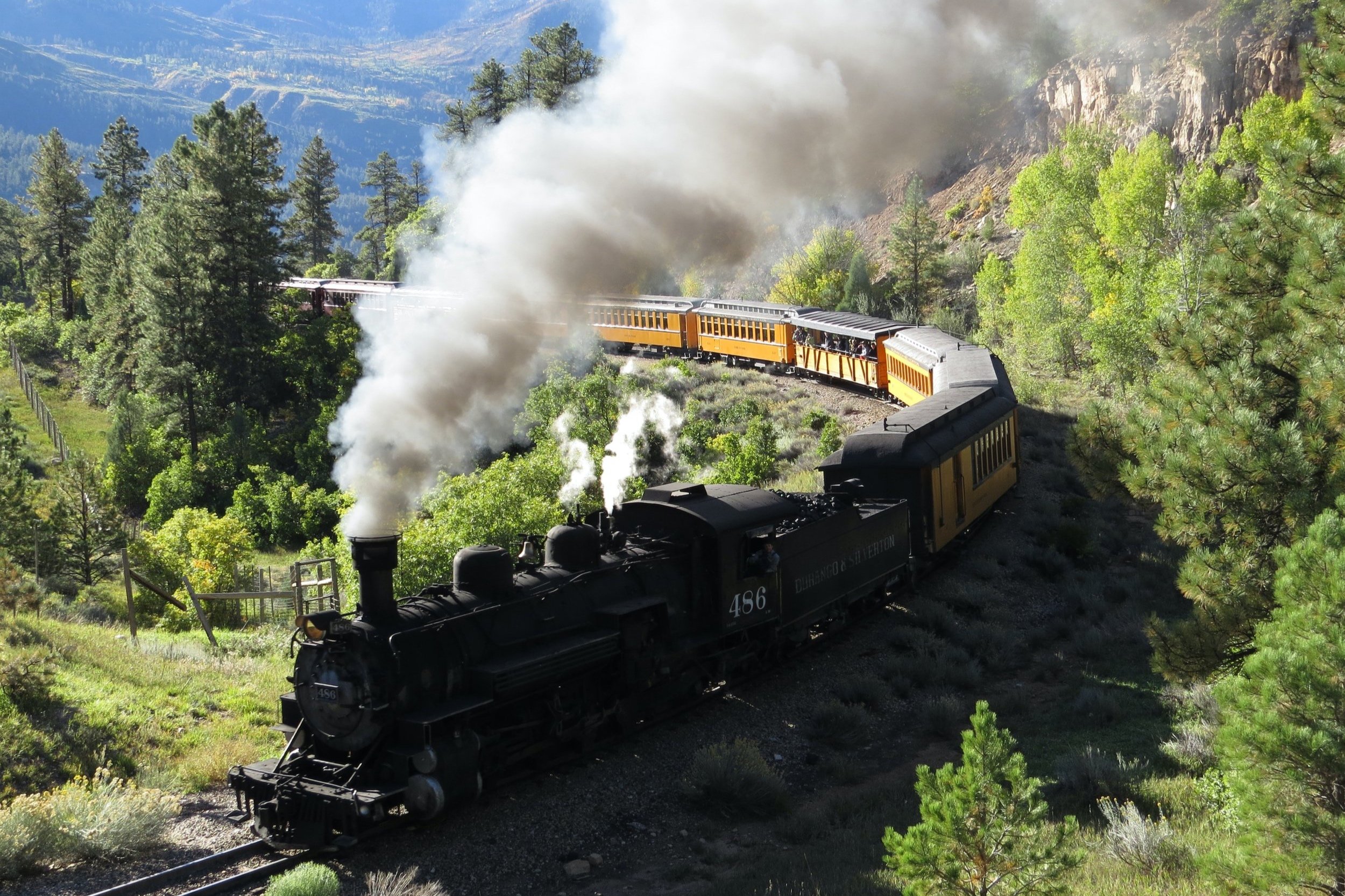 Durango & Silverton Railroad through rocky terrain