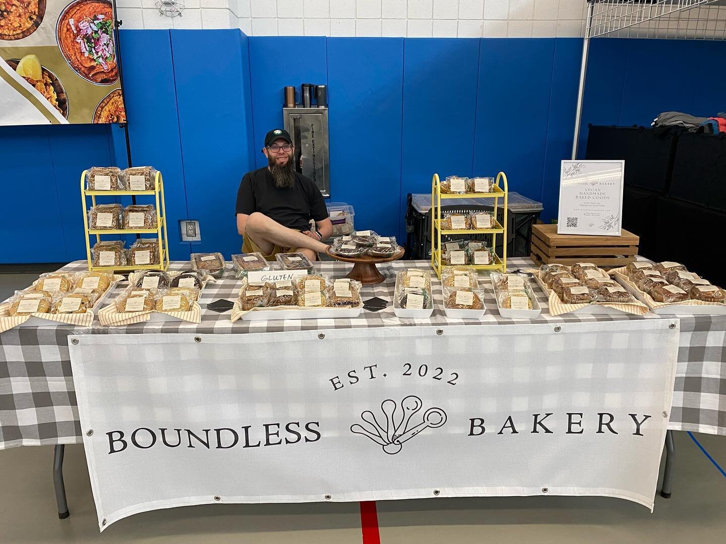 Table&rsquo;s stocked and we&rsquo;re ready to rock! Head on upstairs to find us today at New England VegFest!  #nevegfest #veganbakery #worcesterma