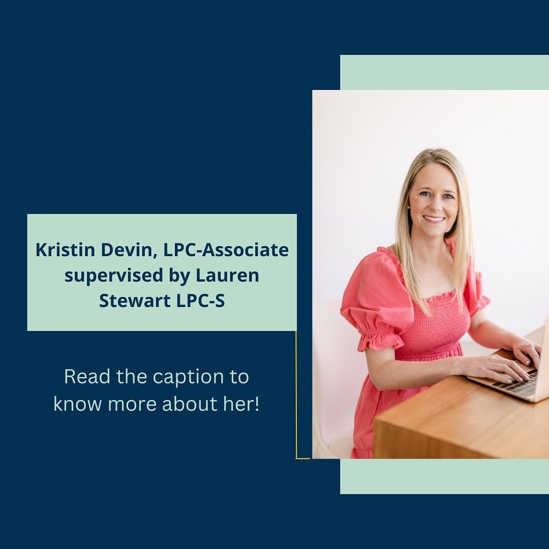 Featuring one of our wonderful clinicians, Kristin Devin! 

Kristin is currently accepting new clients, has weekend availability and select evenings. Kristin offers counseling services to clients ages 12+ in person or telehealth. Kristin specializes 