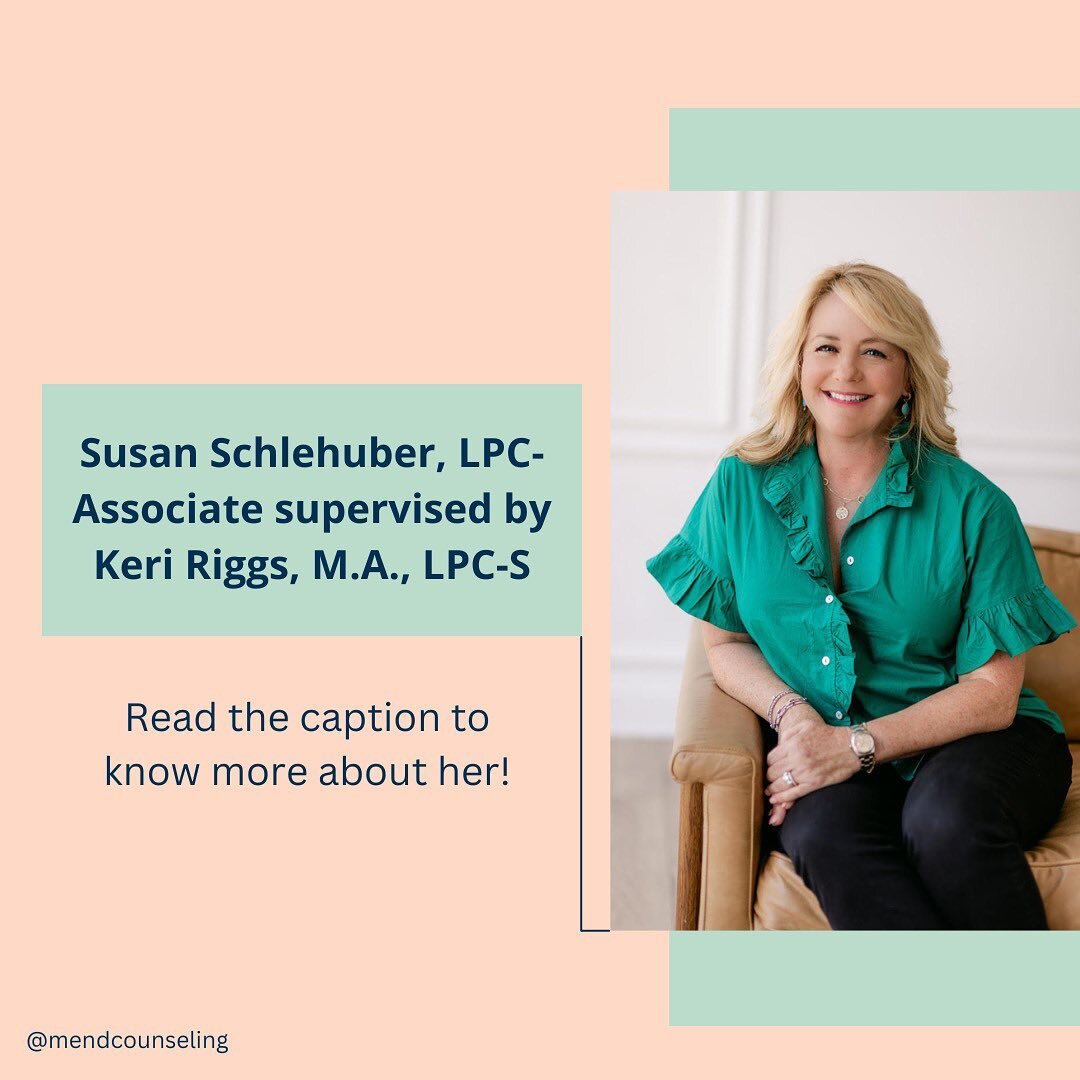 Featuring another one of our incredible clinicians, Susan Schlehuber! 

Susan is currently accepting new clients!

Susan counsels individuals of all ages and provides a warm, non-judgmental and safe environment to facilitate growth. She utilized Cogn