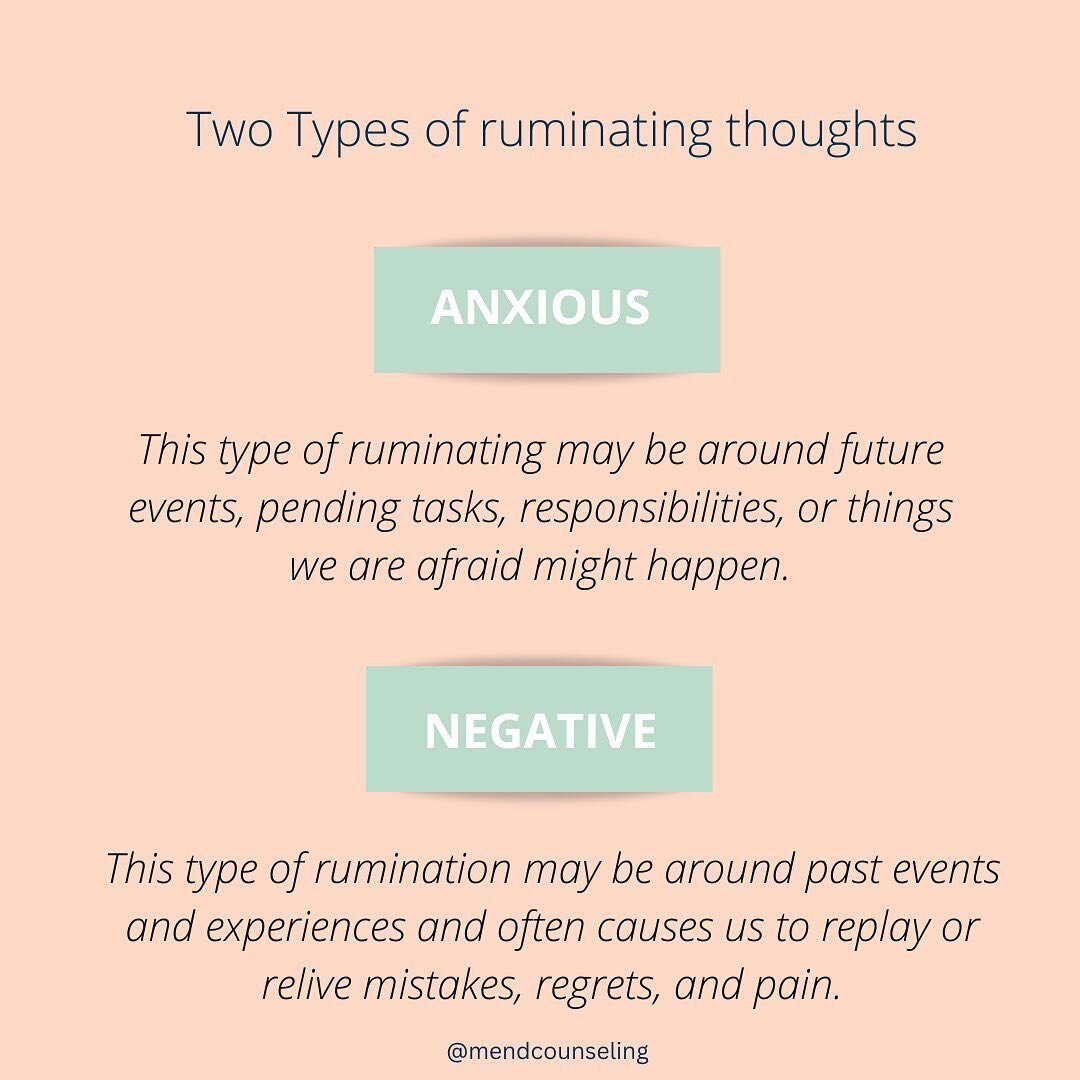 Rumination involves negative thought patterns that are immersive and repetitive. 
Rumination often leads to self-blame, criticism, guilt, and shame and it is often linked to anxiety and depression, and in more serious instances, eating disorders, obs