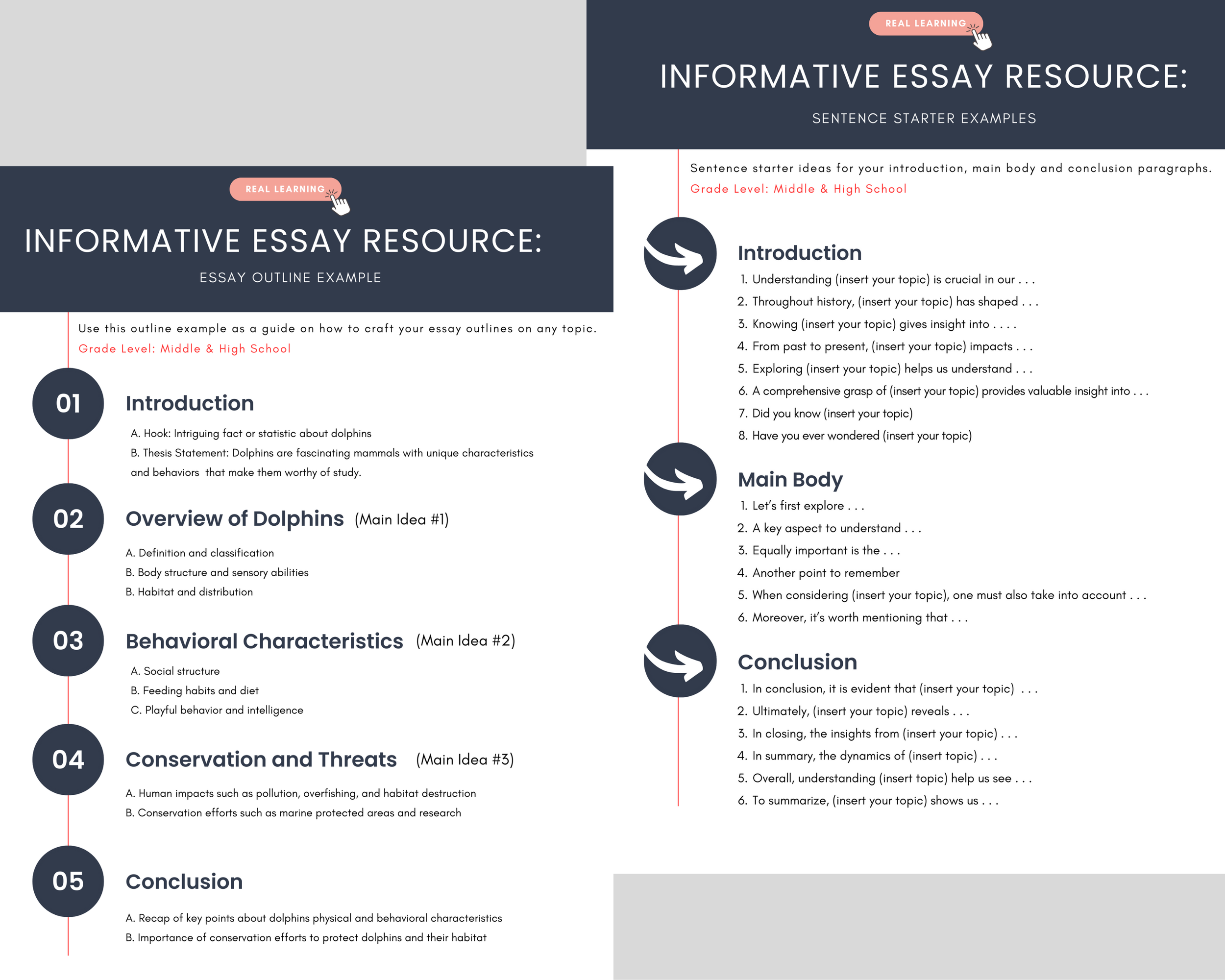 Informative Essays: Sentence Starters — REAL STARTS HERE