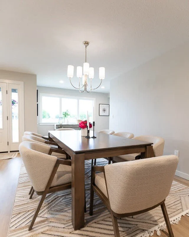 A fresh take on modern dining 🍽️
We helped this client elevate their space with a sleek Canadel room table, soft upholstered chairs, and a cohesive chandelier. The result? A warm, inviting room that's perfect for gathering, from casual dinners to ho