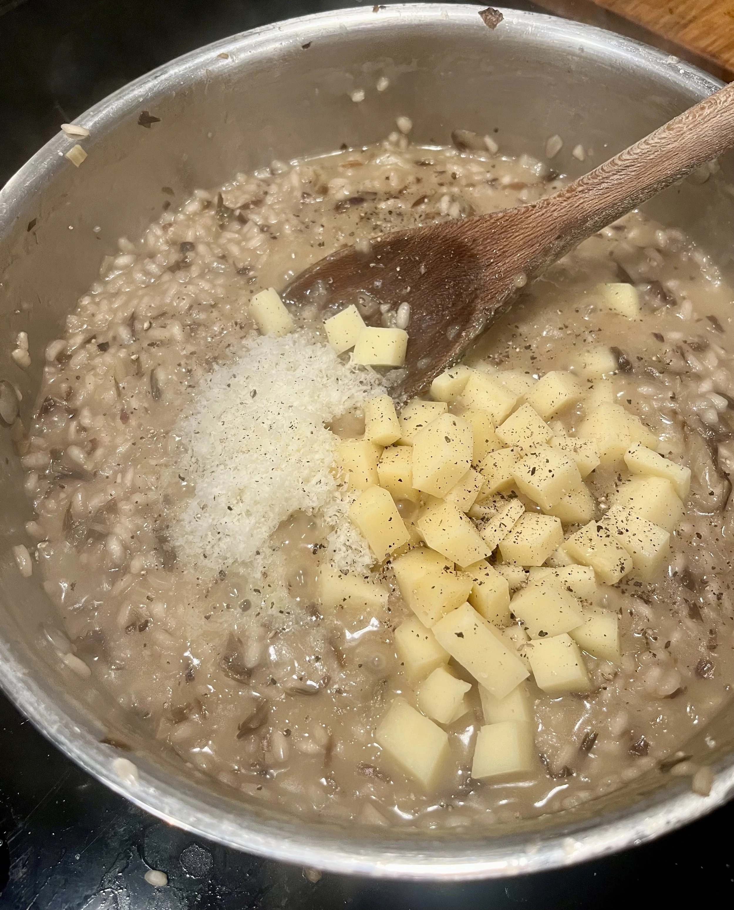 Add Cubed Italian Melting Cheese to the Risotto for the Recipes and Pairings for Terragena Wine