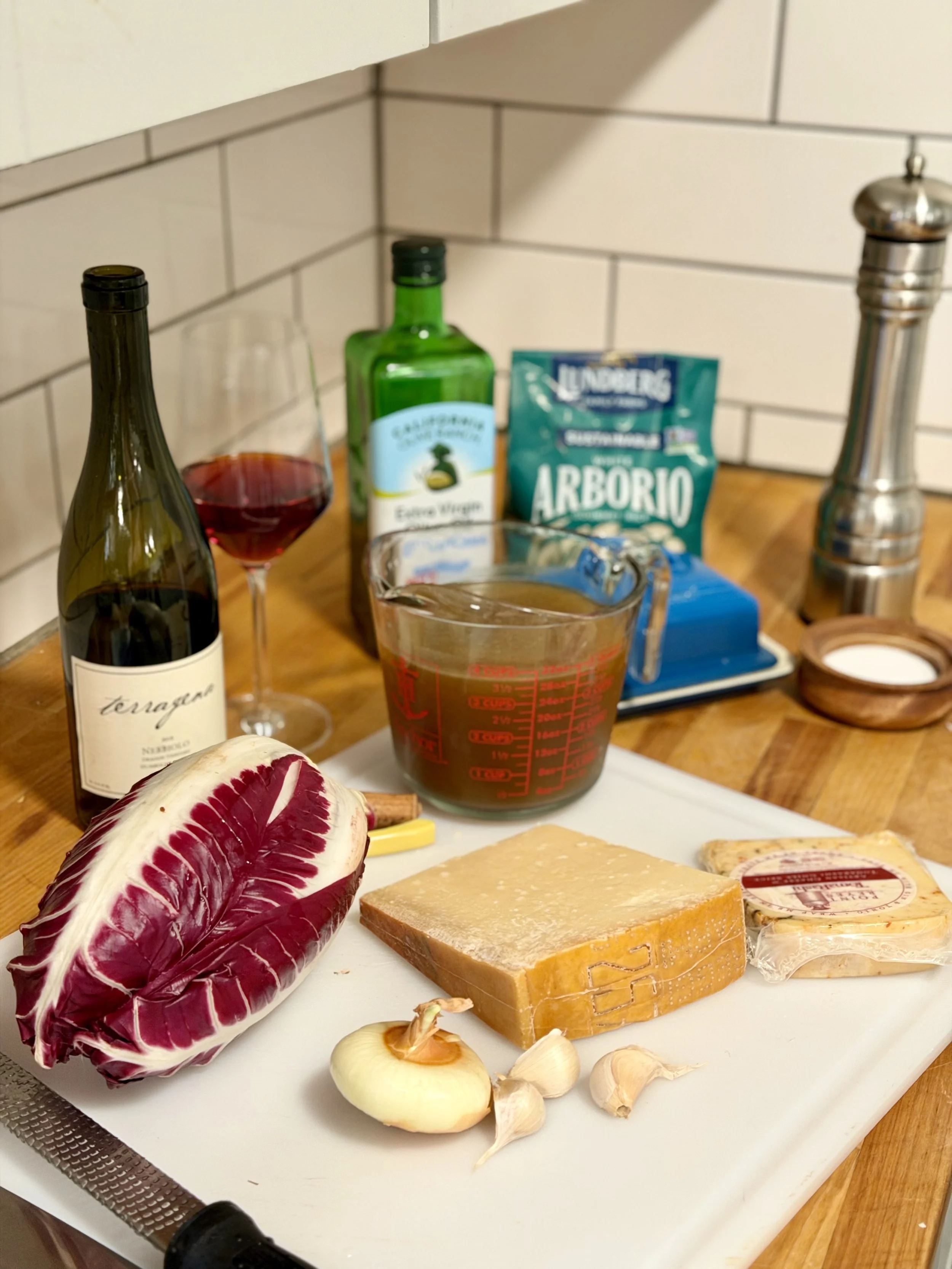 Ingredient Prep for the Terragena Nebbiolo and Radicchio Risotto Recipe 