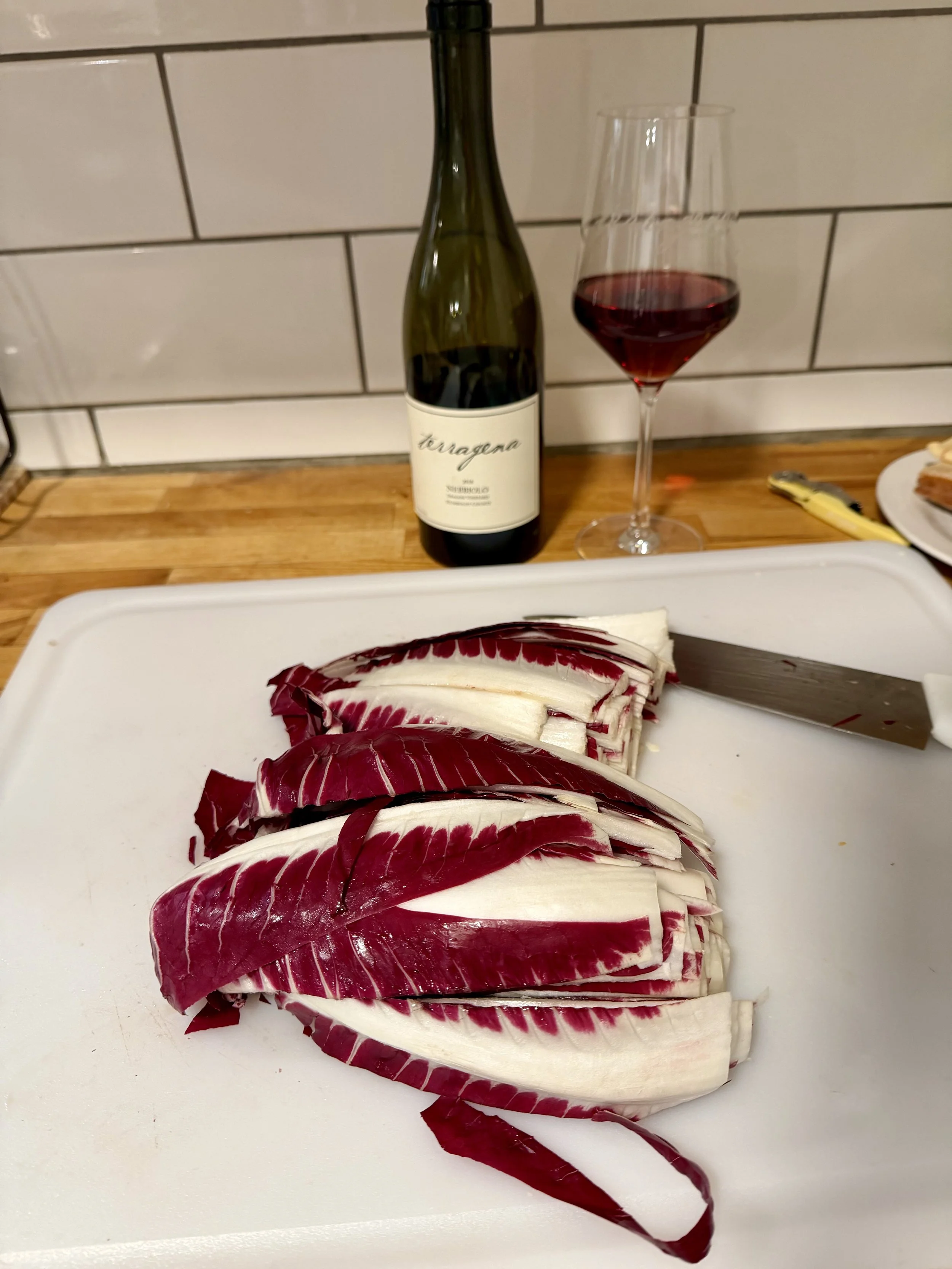 Sliced Radicchio for the Recipes and Wine Pairings on Terragena with Nebbiolo 