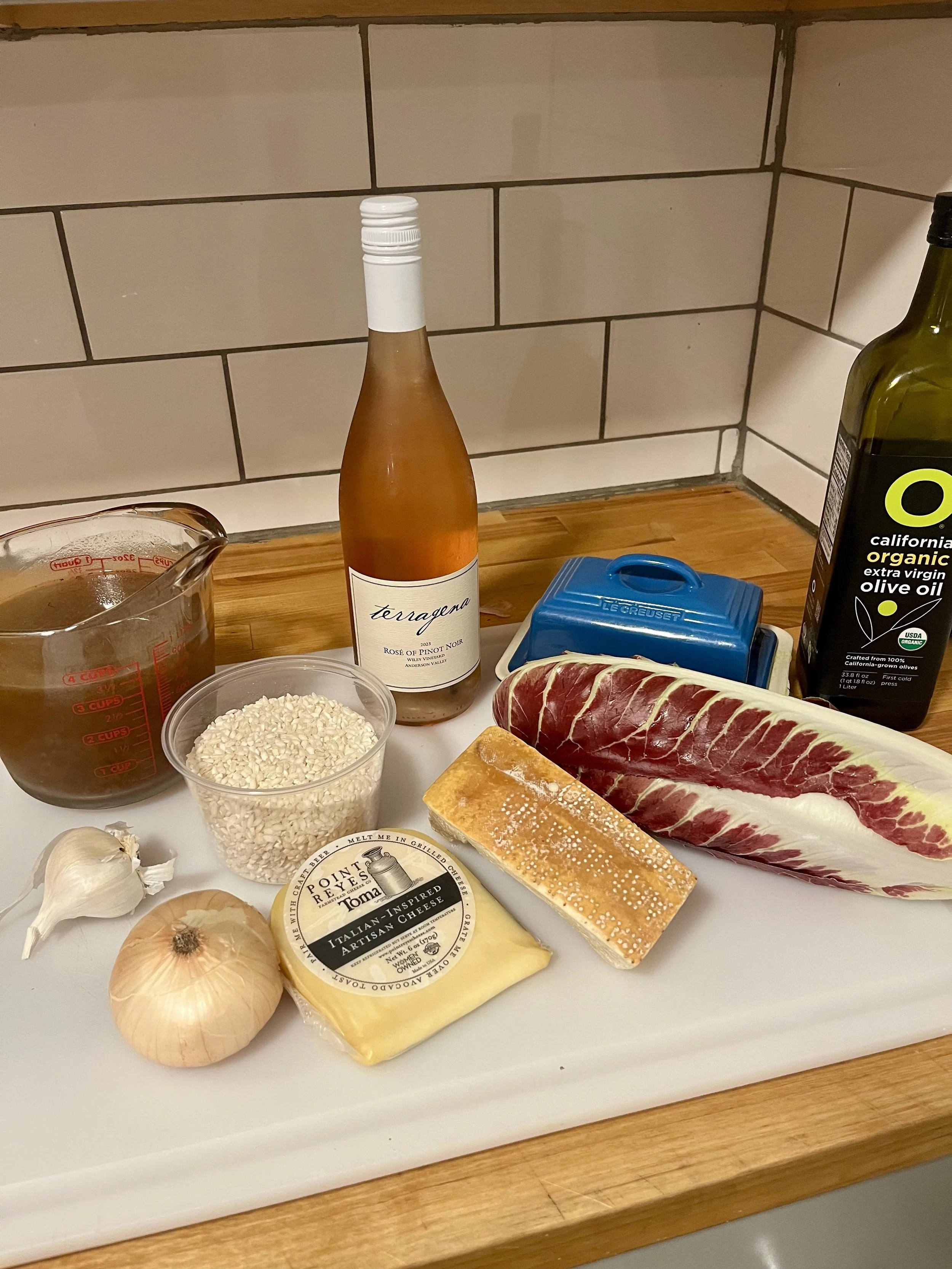 Ingredient Prep for Wiley Rose of Pinot Noir and Radicchio Risotto for the Terragena Wine Pairing and Recipes 