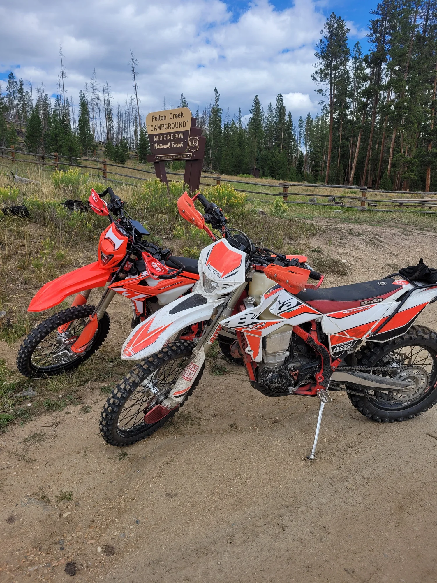 Machines lined up on the trail