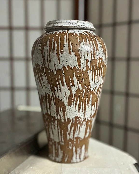 Vase with wax resist - Lovewell Pottery