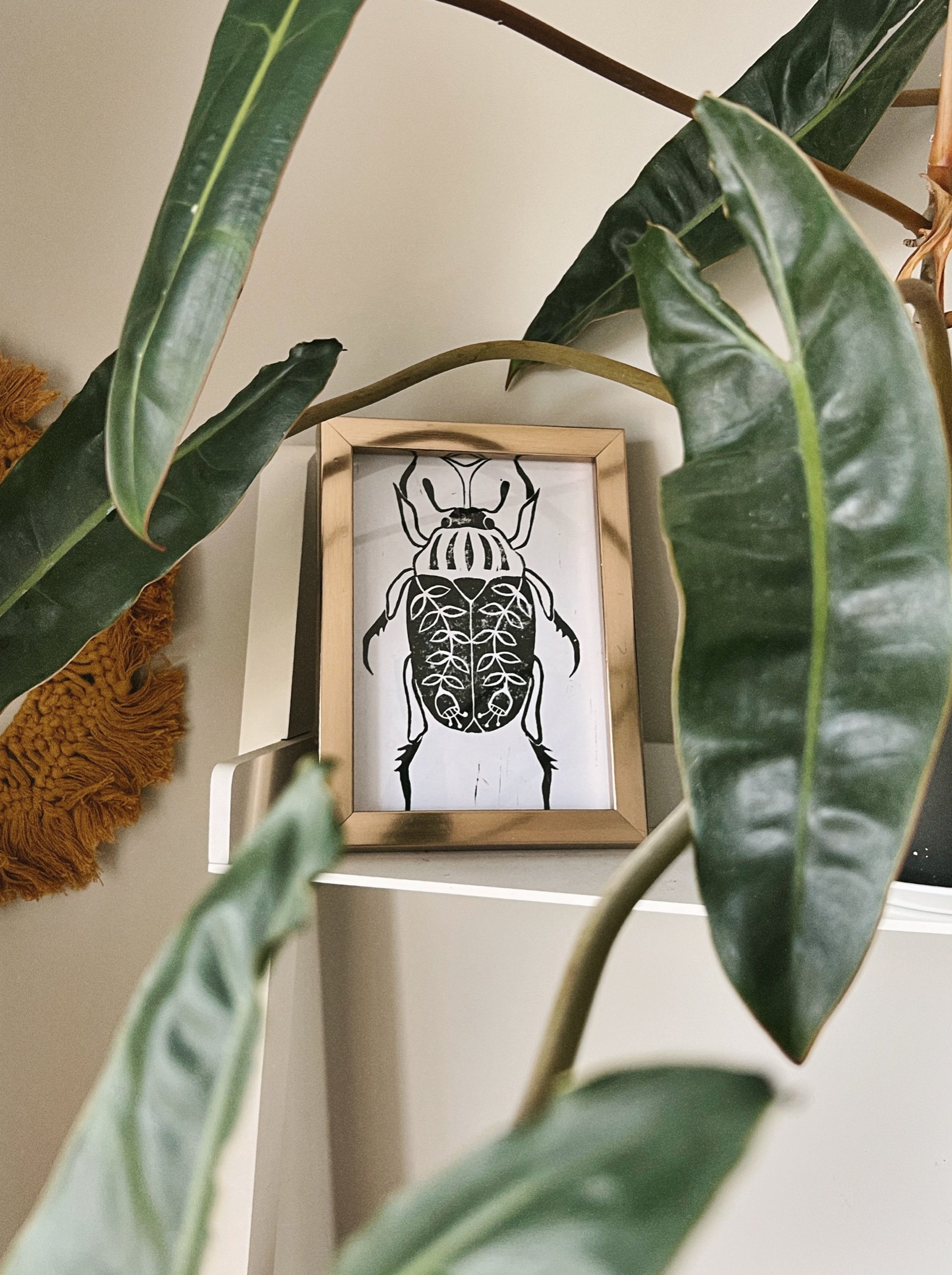 *NEW* Floral Scarab Lino Print