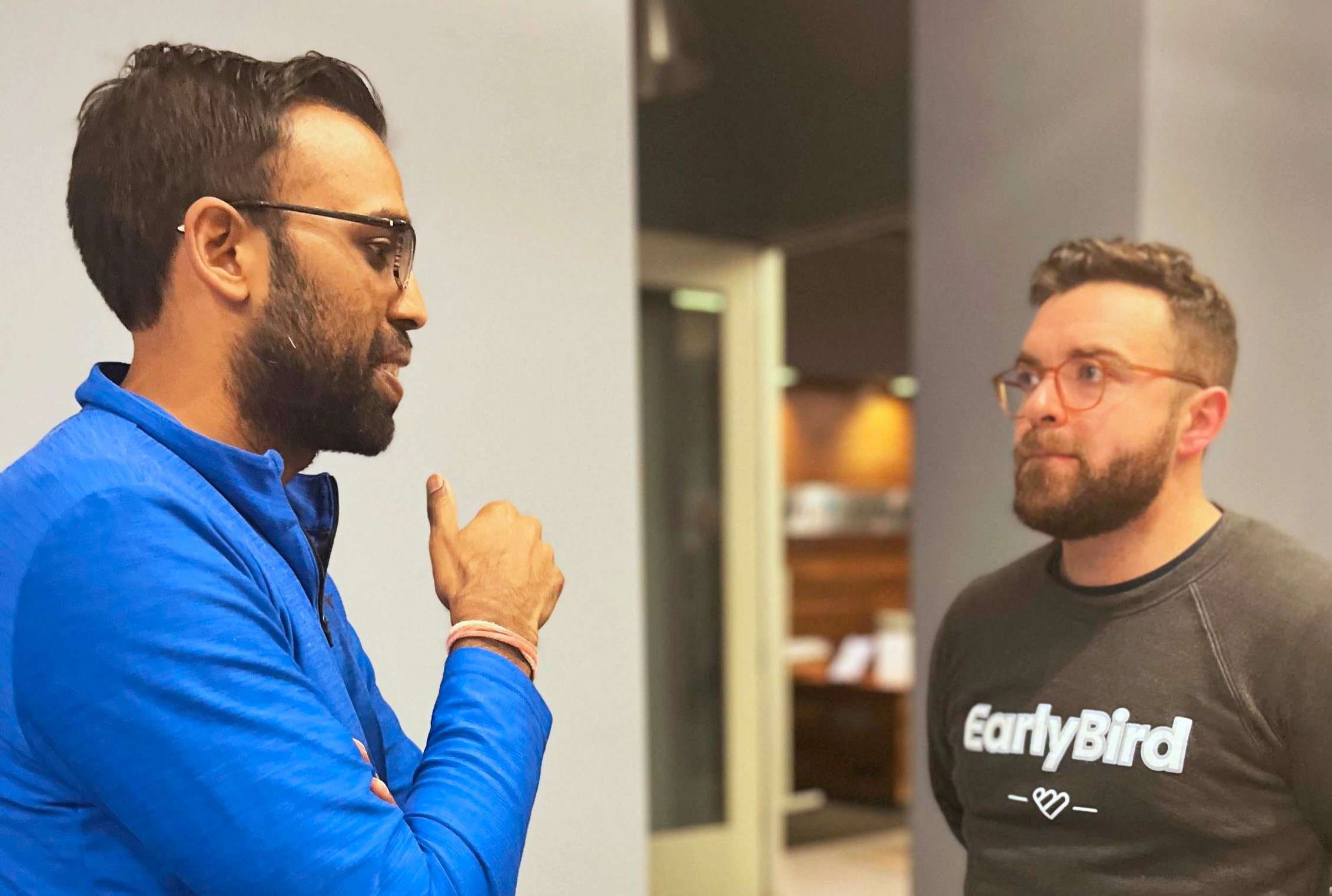 2 Founders talking at a Network Ventures Annual Meeting