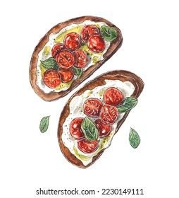 Fried Crispy Toasts Tomatoes Hummus Olive Stock Illustration 2230149111 _ Shutterstock.jpg