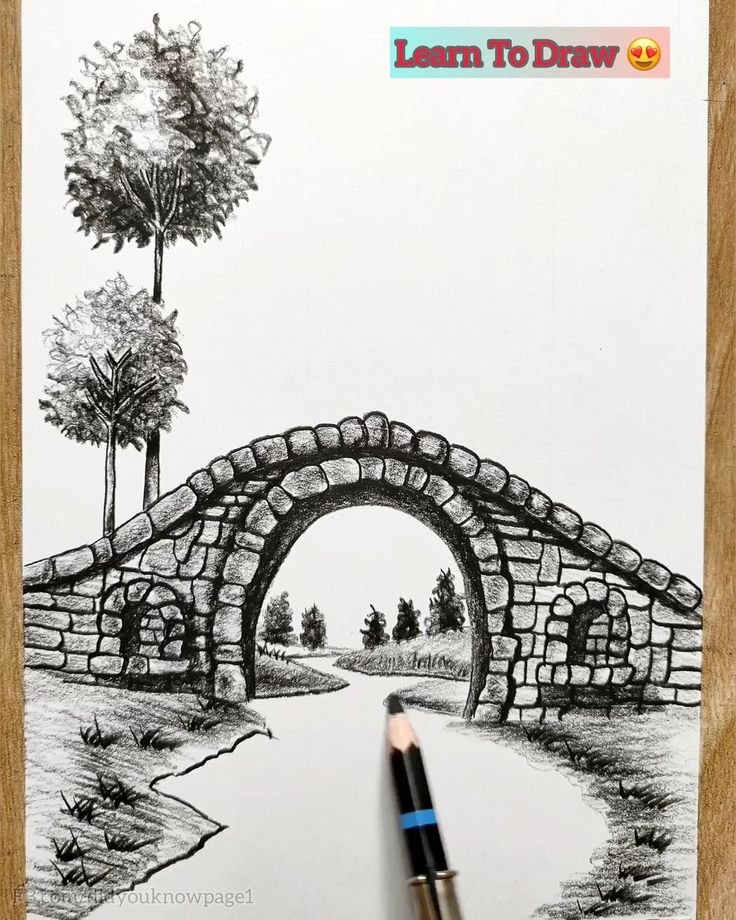Beautiful Bridge with Trees - Learn To Draw Pencil Art _ bridge, tree _ Beautiful Bridge with Trees - Learn To Draw Pencil Art _ By Did you know_Facebook.jpg
