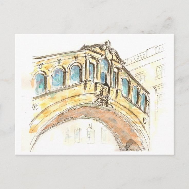 Bridge of Sighs watercolour drawing Postcard.jpg